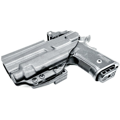 Sig Sauer P211 GTO IWB holster for Streamlight TLR-7 HL-X. Black with a DCC monoblock and a modwing, perfect for inside Waistband carry with secure fit, comfort, and reliable light-bearing performance.