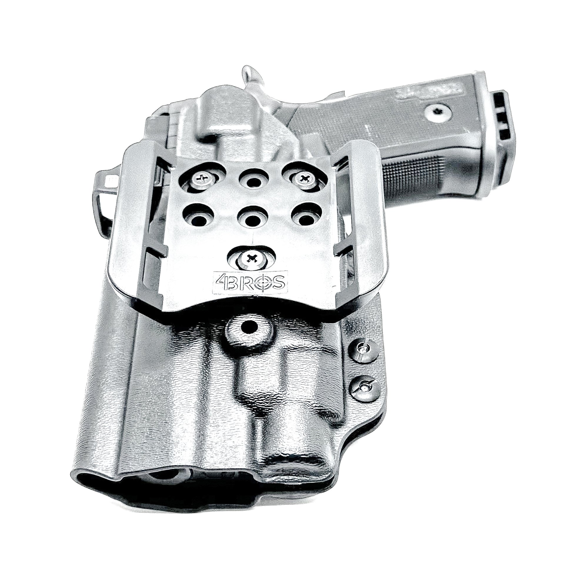 Black Sig Sauer P211 GT4 OWB holster for Streamlight TLR-7 HL-X. Outside Waistband carry built for durability, fast access, and consistent retention.  Shown with a 4BROS 1.5" belt slide attachment.