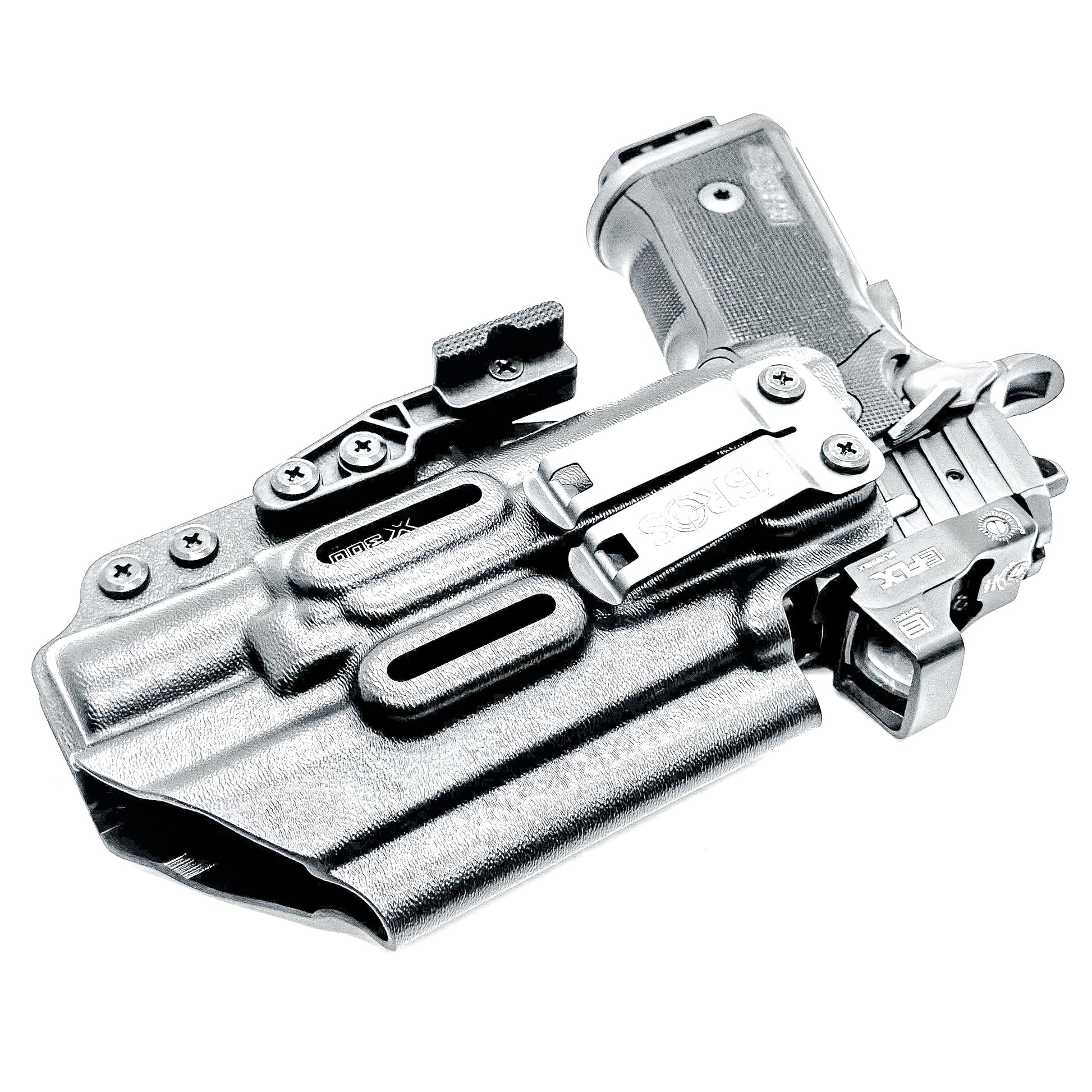 Sig Sauer P211 GT4 & X300U-A and X300U-B IWB Kydex holster with precision-molded fit, adjustable retention, and tough .093" construction. Made in the USA.  Shown in black with a DCC Monoblock and a modwing.