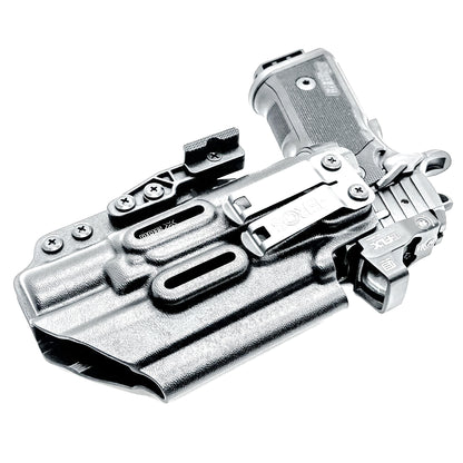Sig Sauer P211 GT4 & X300U-A and X300U-B IWB Kydex holster with precision-molded fit, adjustable retention, and tough .093" construction. Made in the USA.  Shown in black with a DCC Monoblock and a modwing.