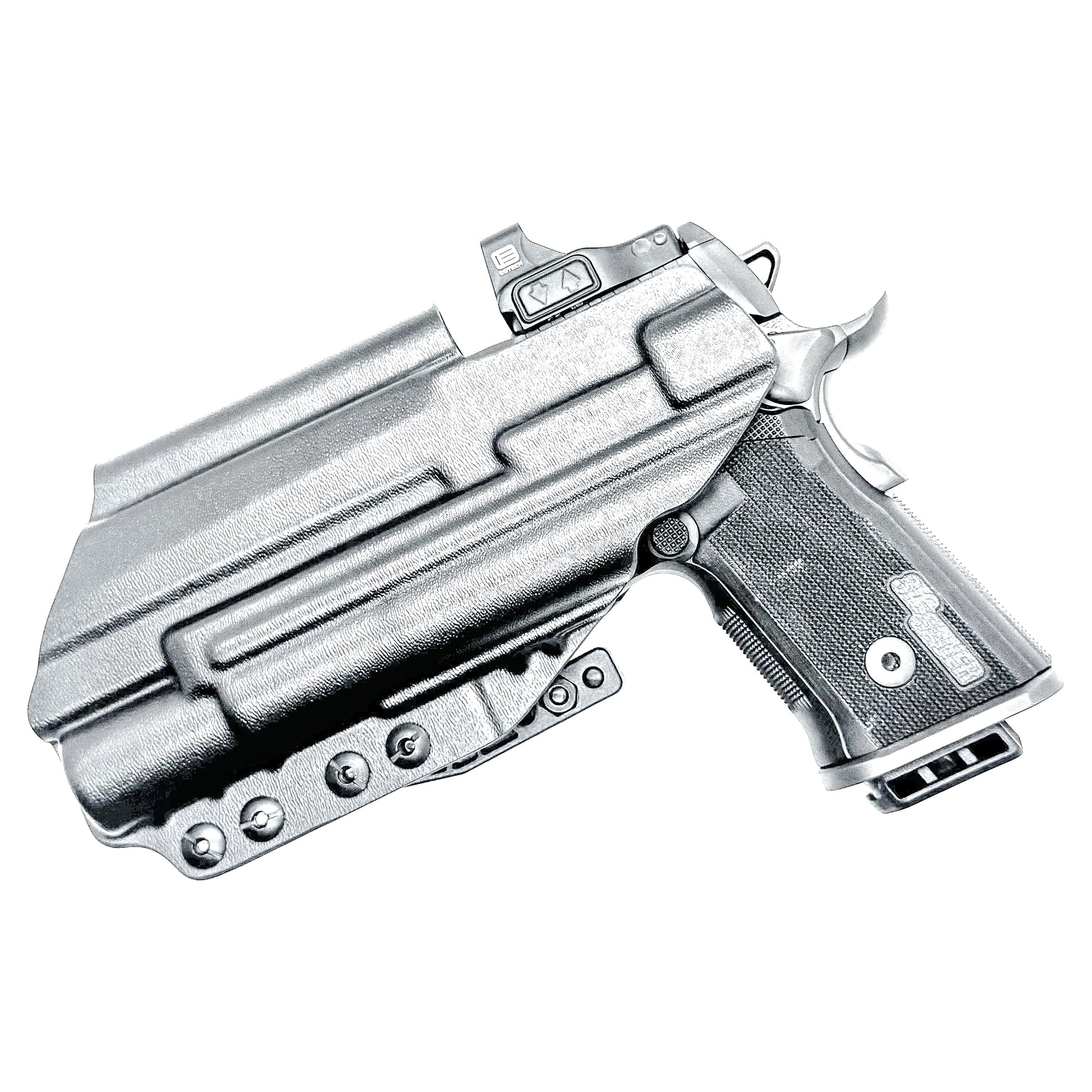 Sig Sauer P211 GT4 & X300U-A and X300U-B IWB Kydex holster with precision-molded fit, adjustable retention, and tough .093" construction. Made in the USA.  Shown in black with a DCC Monoblock and a modwing.