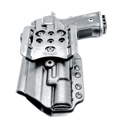 Black Sig Sauer P211 GT4 & X300U-A and X300U-B OWB Kydex holster has a 4BROS 1.5" Belt Slide.  Formed with a precision-molded fit, adjustable retention, and tough .093" construction.   Made in the USA.