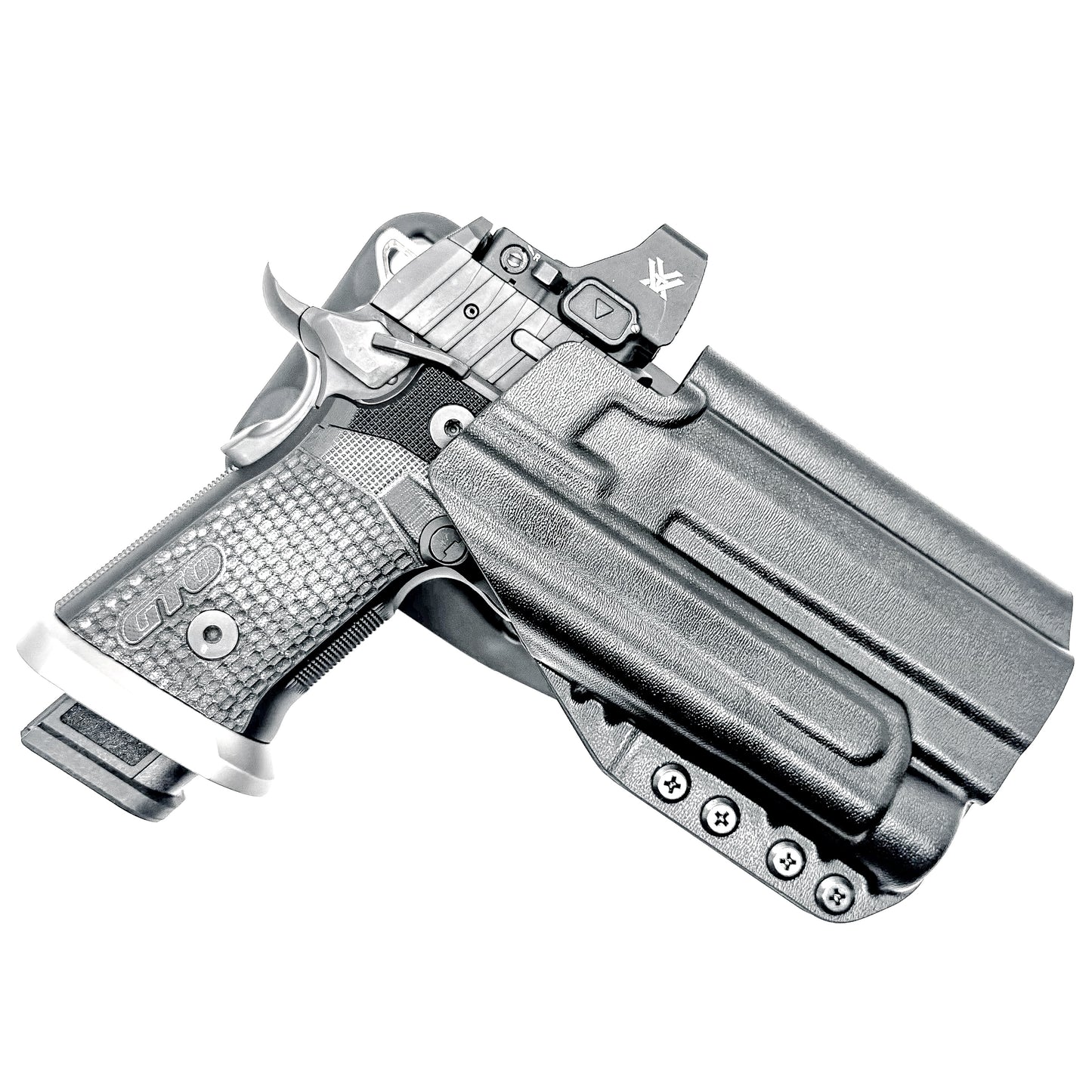 Light-Duty and Competition OWB holster for the Sig Sauer P211 GTO and Streamlight TLR-1 HL-X or TLR-1 HL-X USB for Outside Waistband range & competition use.