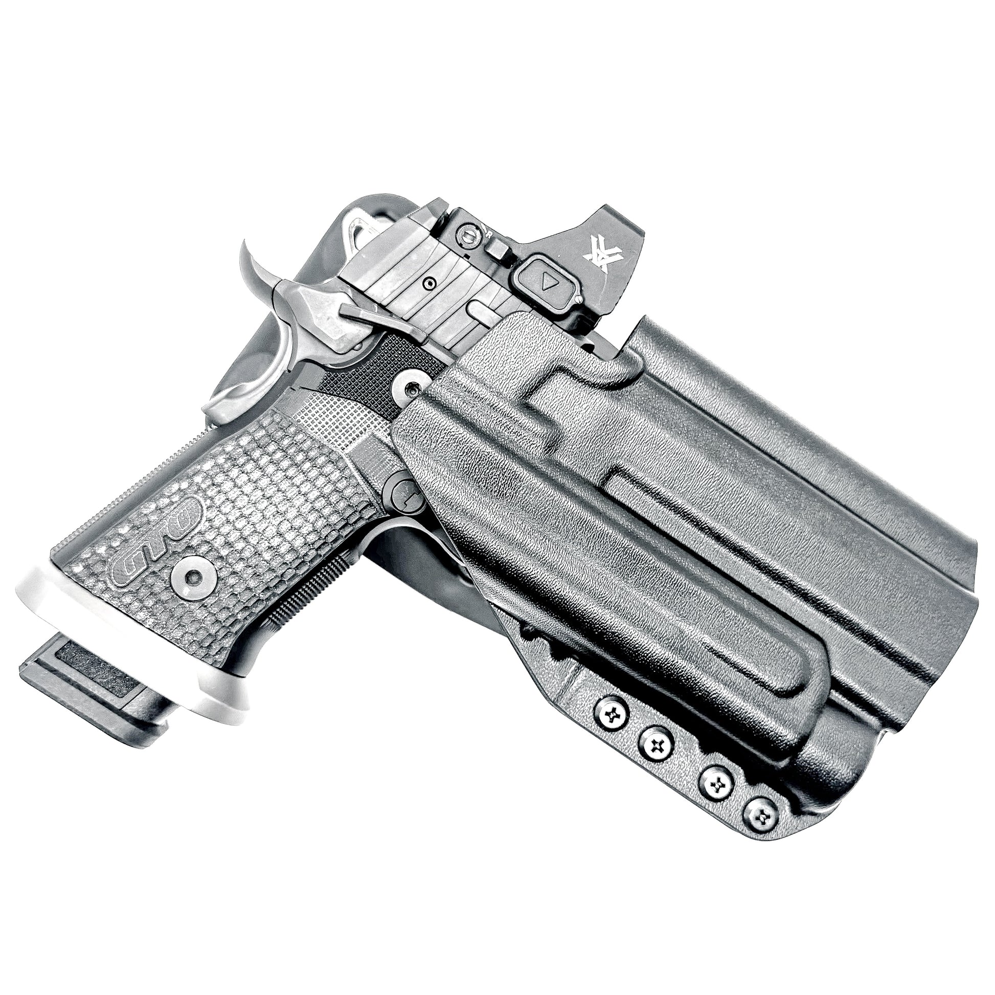 Light-Duty and Competition OWB holster for the Sig Sauer P211 GTO and Streamlight TLR-1 HL-X or TLR-1 HL-X USB for Outside Waistband range & competition use.