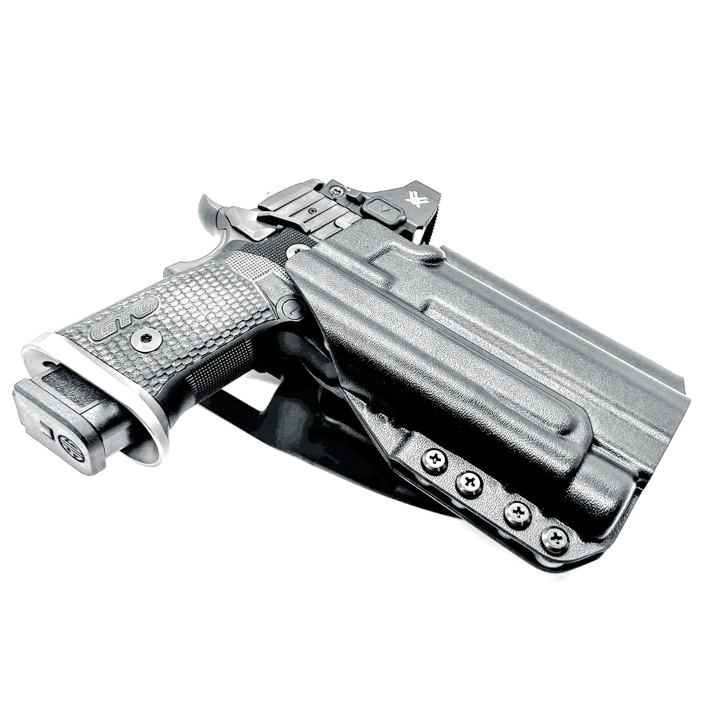 Light-Duty and Competition OWB holster for the Sig Sauer P211 GTO and Streamlight TLR-1 HL-X or TLR-1 HL-X USB for Outside Waistband range & competition use.