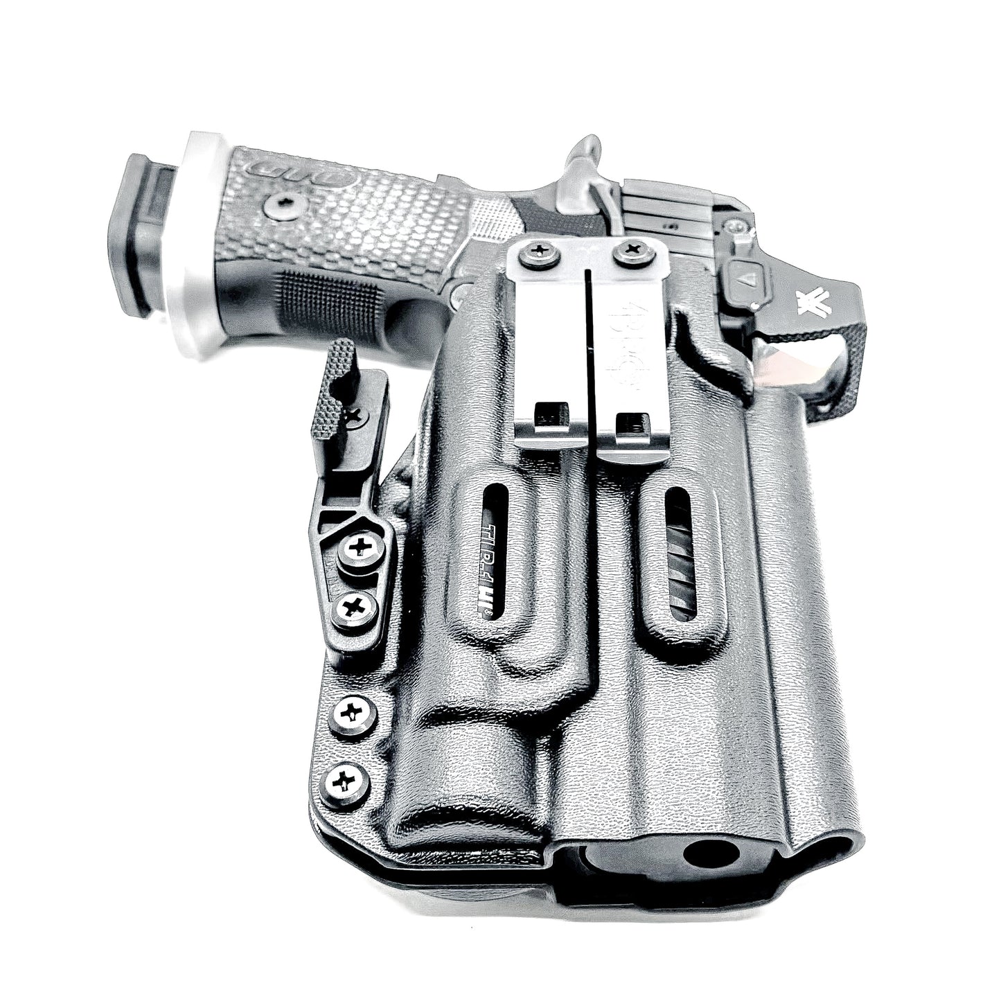IWB holster for the Sig Sauer P211 GTO and Streamlight TLR-1 HL-X or TLR-1 HL-X USB for Inside Waistband concealed carry. Optics-ready and adjustable retention.

