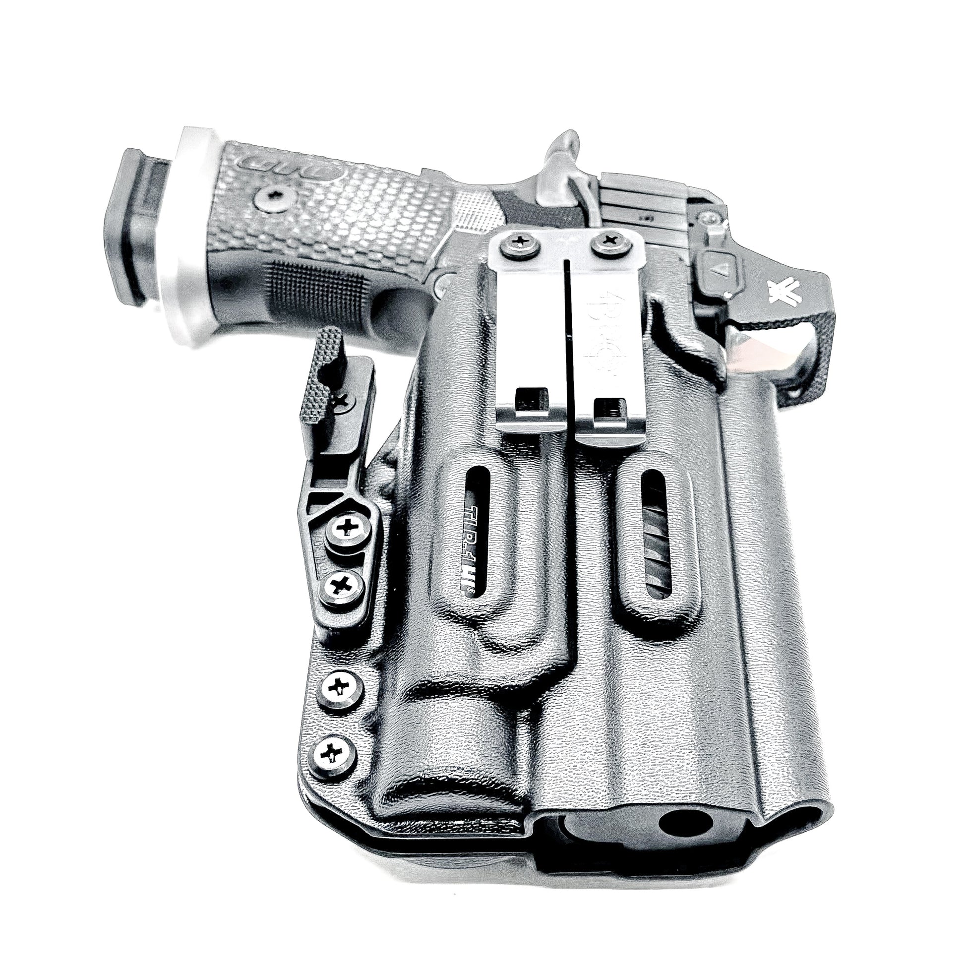 IWB holster for the Sig Sauer P211 GTO and Streamlight TLR-1 HL-X or TLR-1 HL-X USB for Inside Waistband concealed carry. Optics-ready and adjustable retention.
