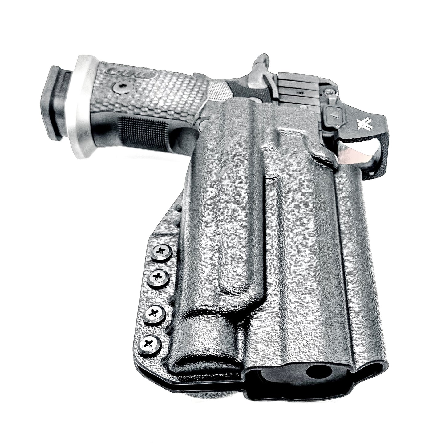 OWB holster for the Sig Sauer P211 GTO and Streamlight TLR-1 HL-X or TLR-1 HL-X USB for Outside Waistband carry. Optics-ready and adjustable retention.
