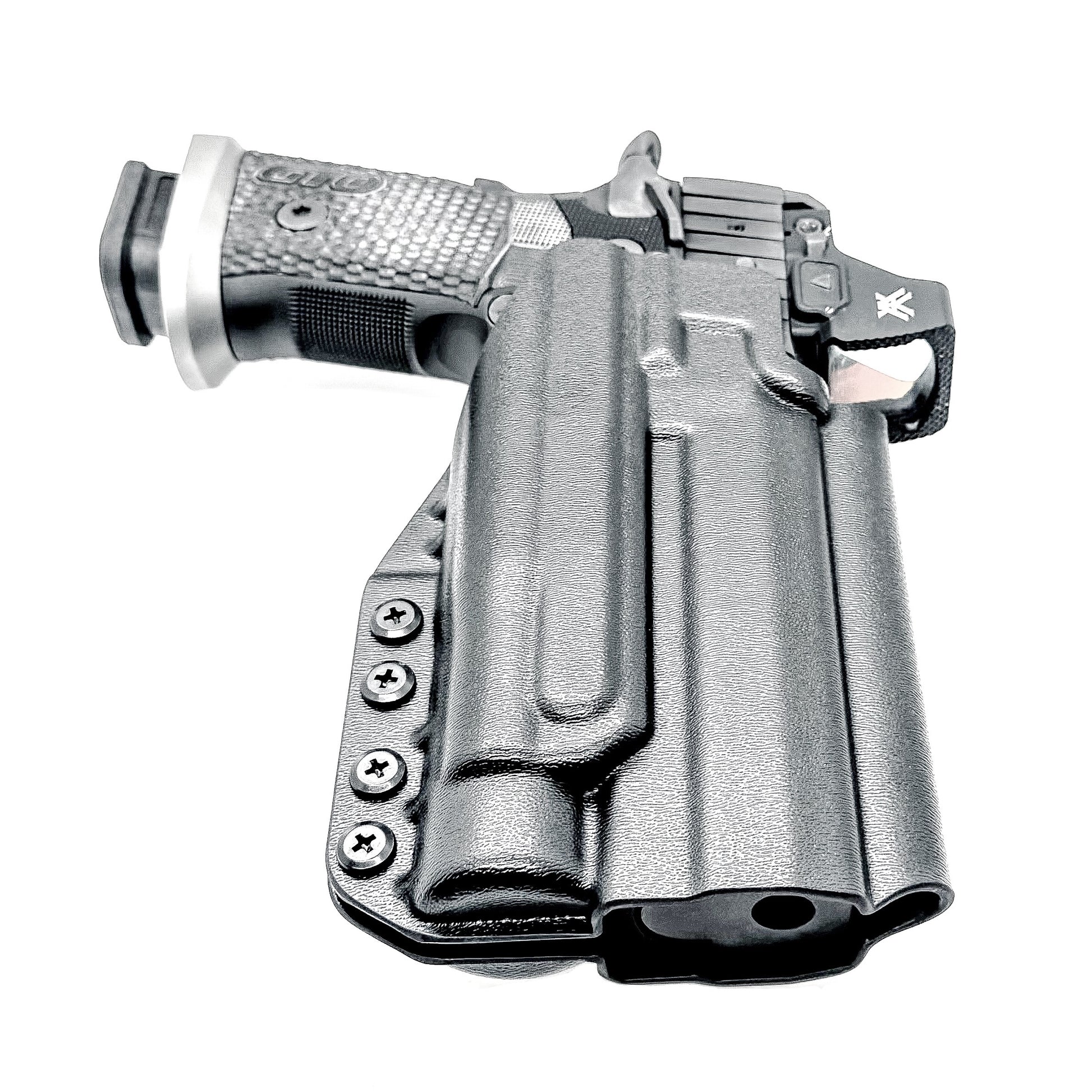 OWB holster for the Sig Sauer P211 GTO and Streamlight TLR-1 HL-X or TLR-1 HL-X USB for Outside Waistband carry. Optics-ready and adjustable retention.
