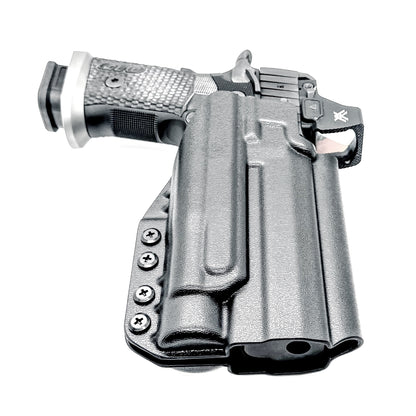 OWB holster for the Sig Sauer P211 GTO and Streamlight TLR-1 HL-X or TLR-1 HL-X USB for Outside Waistband carry. Optics-ready and adjustable retention.

