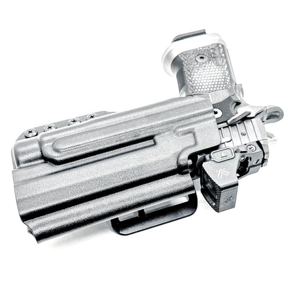 OWB holster for the Sig Sauer P211 GTO and Streamlight TLR-1 HL-X or TLR-1 HL-X USB for Outside Waistband carry. Optics-ready and adjustable retention.
