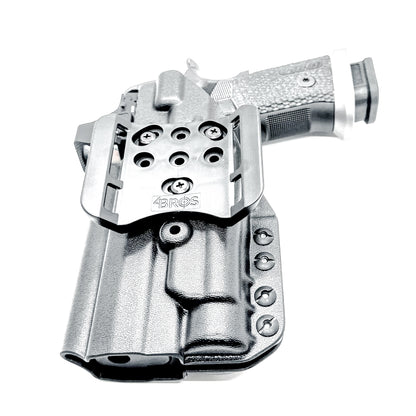 OWB holster for the Sig Sauer P211 GTO and Streamlight TLR-1 HL-X or TLR-1 HL-X USB for Outside Waistband carry. Optics-ready and adjustable retention.
