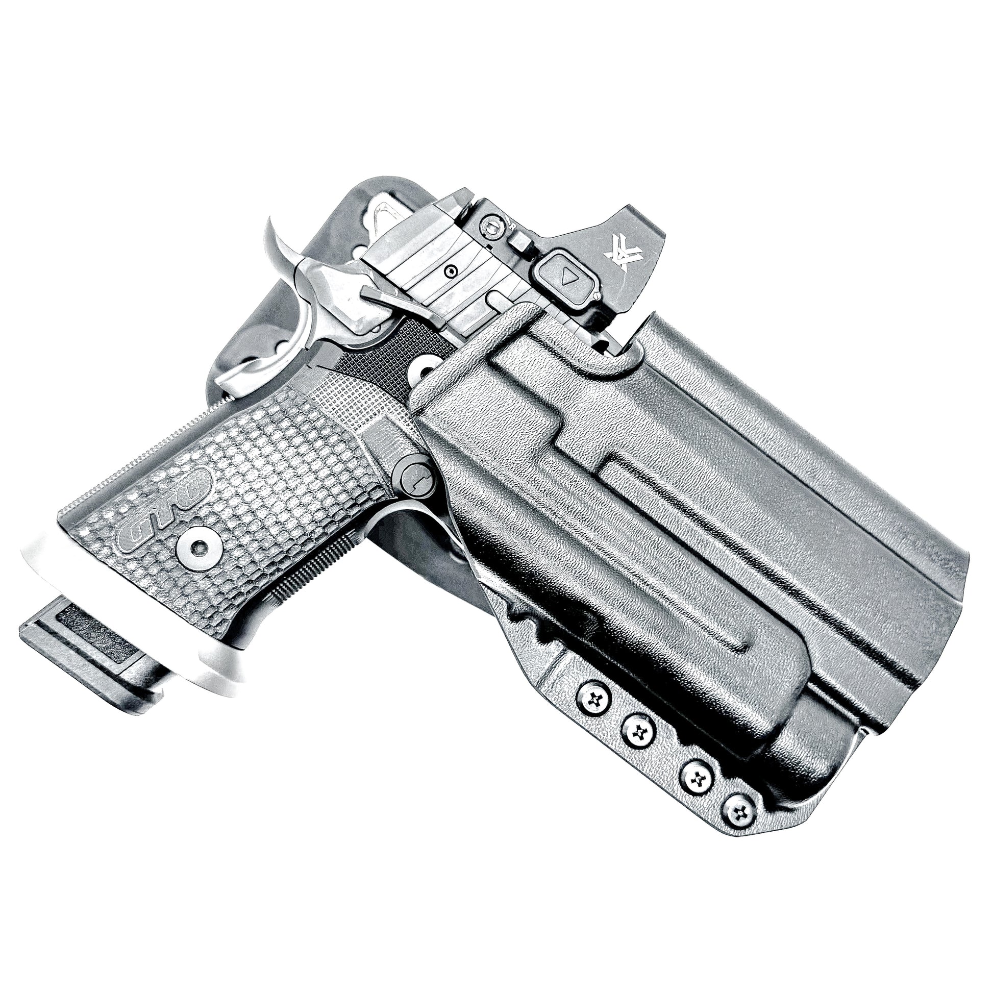 Light-Duty and Competition OWB holster for the Sig Sauer P211 GTO and Streamlight TLR-1 HL or TLR-1 HP for Outside Waistband range & competition use.