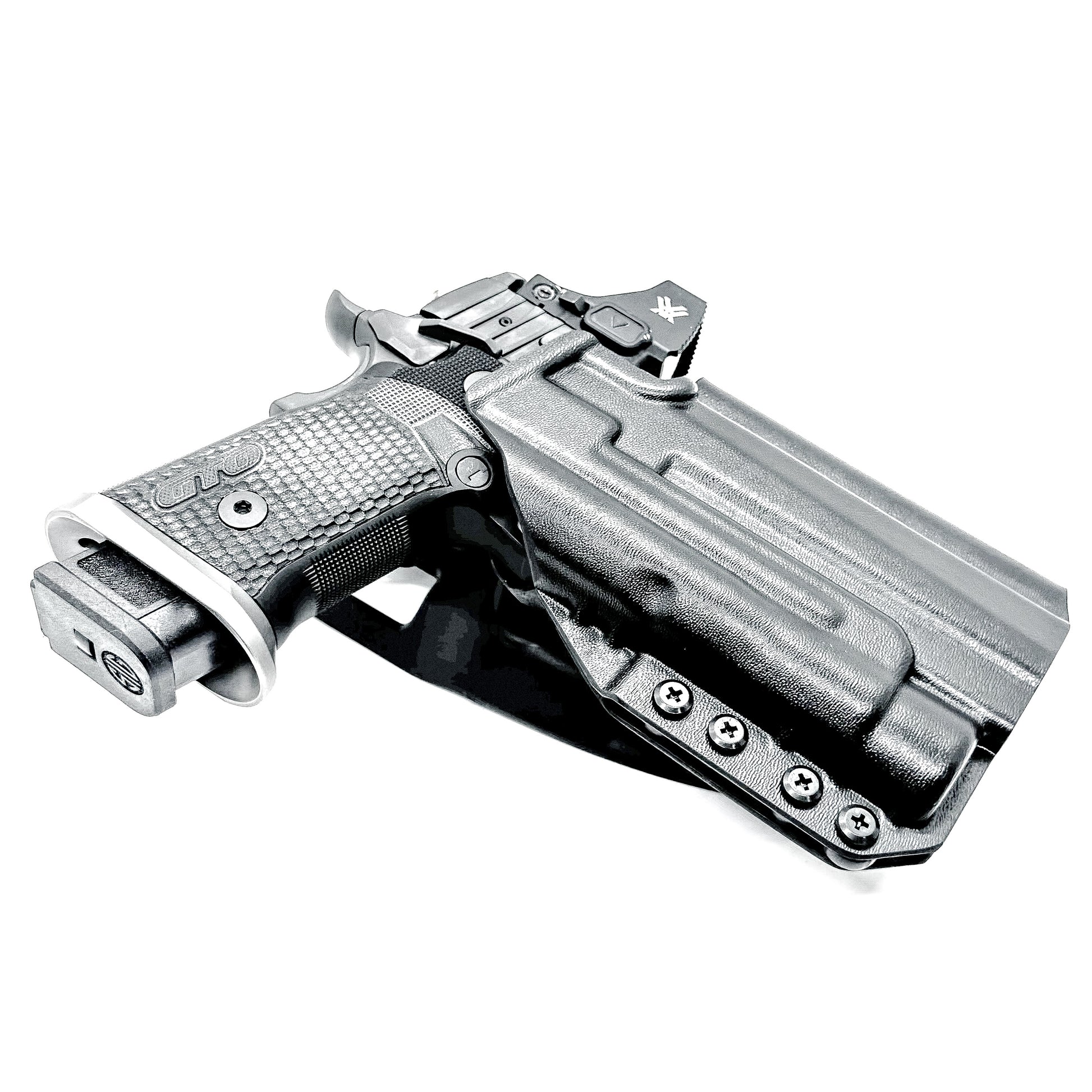 Light-Duty and Competition OWB holster for the Sig Sauer P211 GTO and Streamlight TLR-1 HL or TLR-1 HP for Outside Waistband range & competition use.