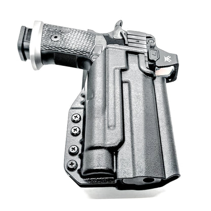 Light-Duty and Competition OWB holster for the Sig Sauer P211 GTO and Streamlight TLR-1 HL or TLR-1 HP for Outside Waistband range & competition use.