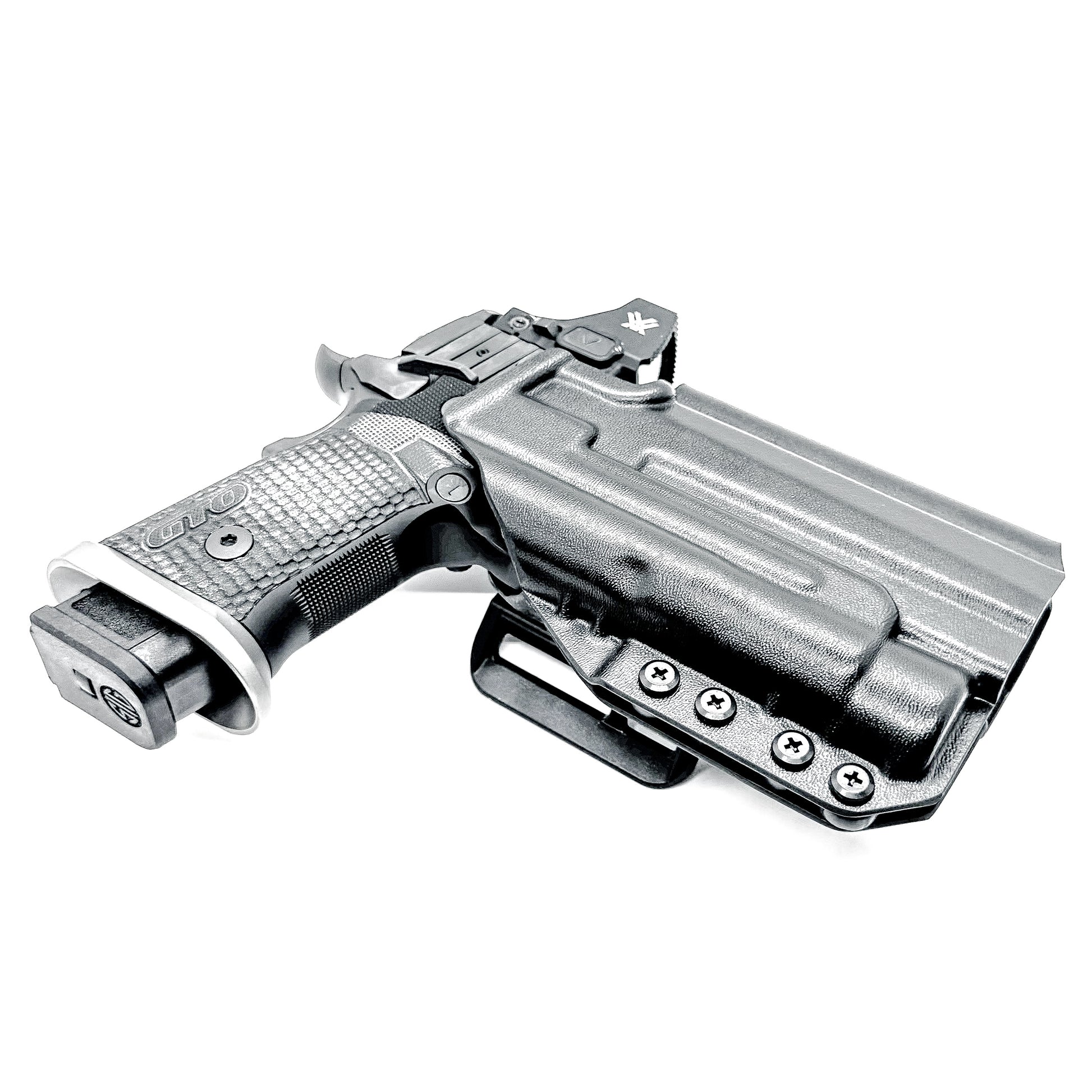 OWB holster for the Sig Sauer P211 GTO and Streamlight TLR-1 HL or TLR-1 HP for Outside Waistband carry. Optics-ready and adjustable retention.