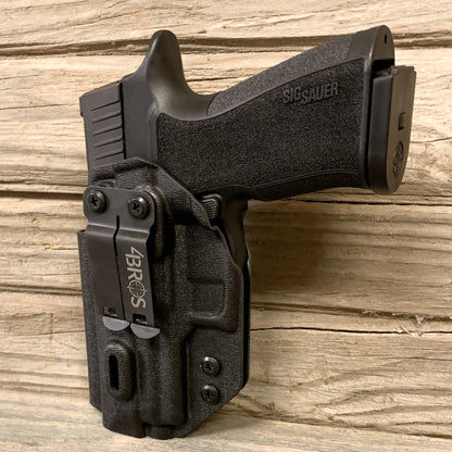 For the best Inside Waistband AIWB IWB Kydex holster designed to fit the Sig Sauer P320-XTEN COMP 10MM, shop Four Brothers Holsters.  Full sweat guard, cleared for red dot sights & optics, adjustable retention, smooth surfaces, and designed to reduce printing Made in the USA P320 XTEN P 320 X TEN COMP X10 X 10 