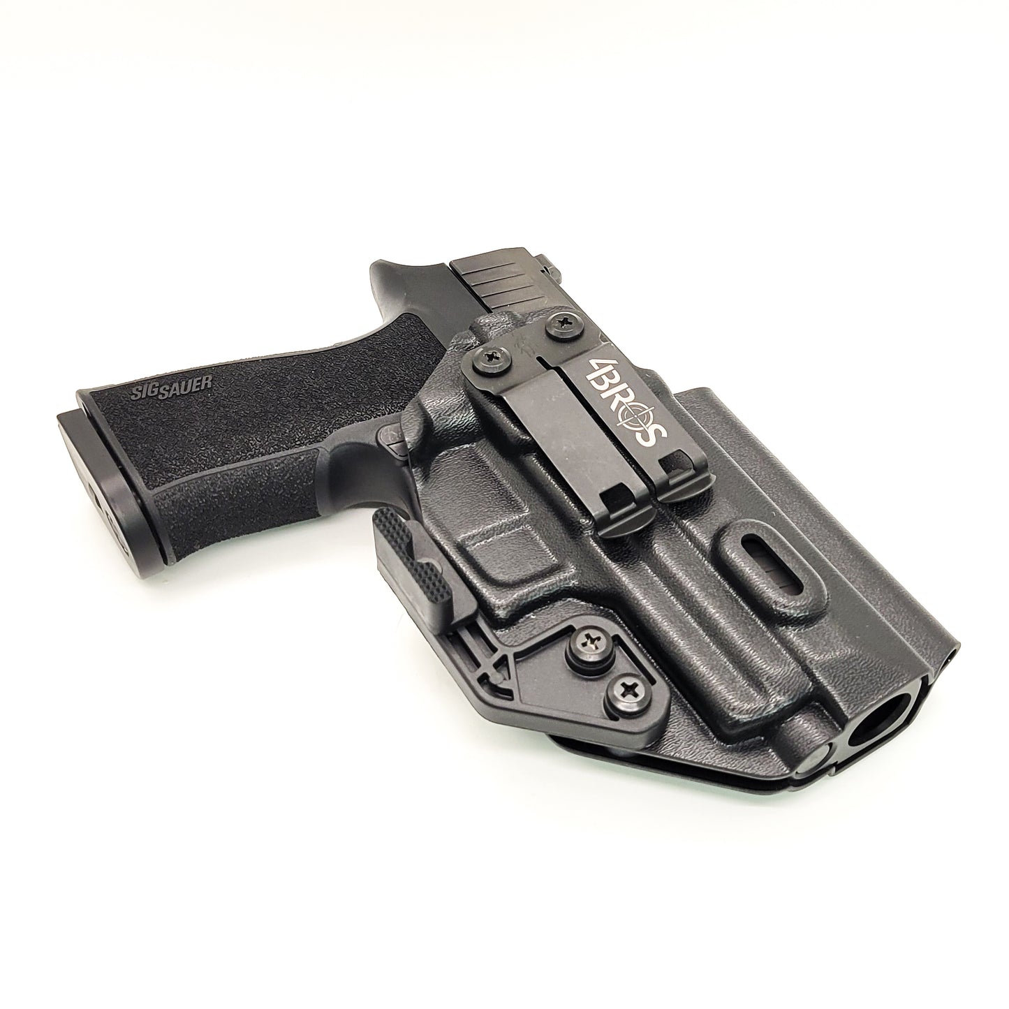 For the best Inside Waistband AIWB IWB Kydex holster designed to fit the Sig Sauer P320-XTEN COMP 10MM, shop Four Brothers Holsters. Full sweat guard, cleared for red dot sights & optics, adjustable retention, smooth surfaces, and designed to reduce printing Made in the USA P320 XTEN P 320 X TEN COMP X10 X 10