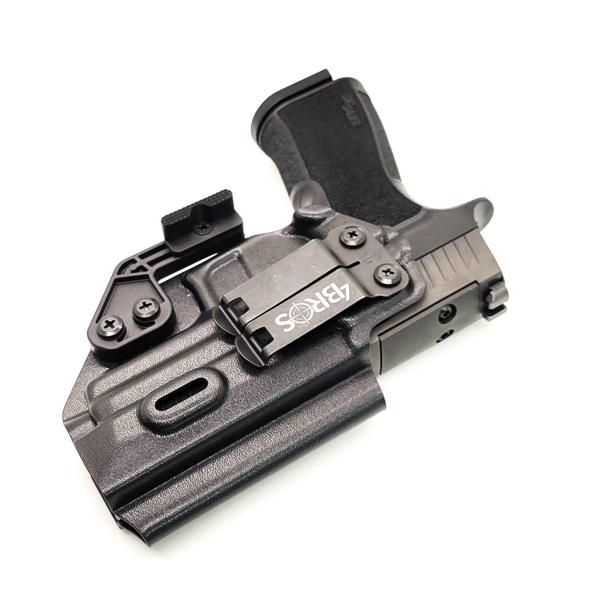 For the best Inside Waistband AIWB IWB Kydex holster designed to fit the Sig Sauer P320-XTEN COMP 10MM, shop Four Brothers Holsters. Full sweat guard, cleared for red dot sights & optics, adjustable retention, smooth surfaces, and designed to reduce printing Made in the USA P320 XTEN P 320 X TEN COMP X10 X 10