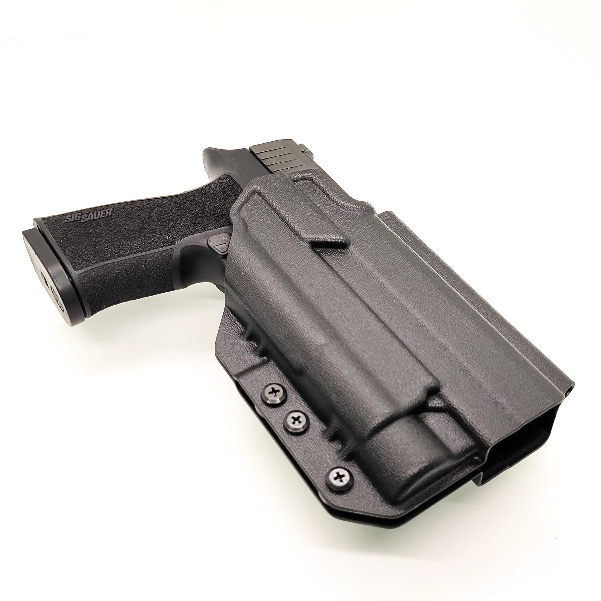For the best Outside Waistband OWB Kydex Holster for the Sig Sauer P320-XTEN Comp with the Streamlight TLR-1 or TLR-1 HL shop Four Brothers 4BROS Holsters. 
