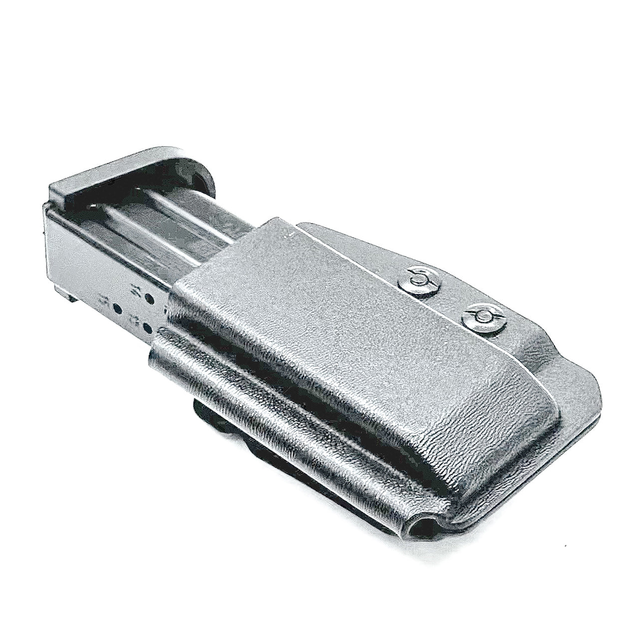 Black Kydex IWB AIWB appendix inside waistband magazine pouch carrier or holster for the Sig Sauer P320-XTEN 10mm from Four Brothers 4BROS Holsters. 