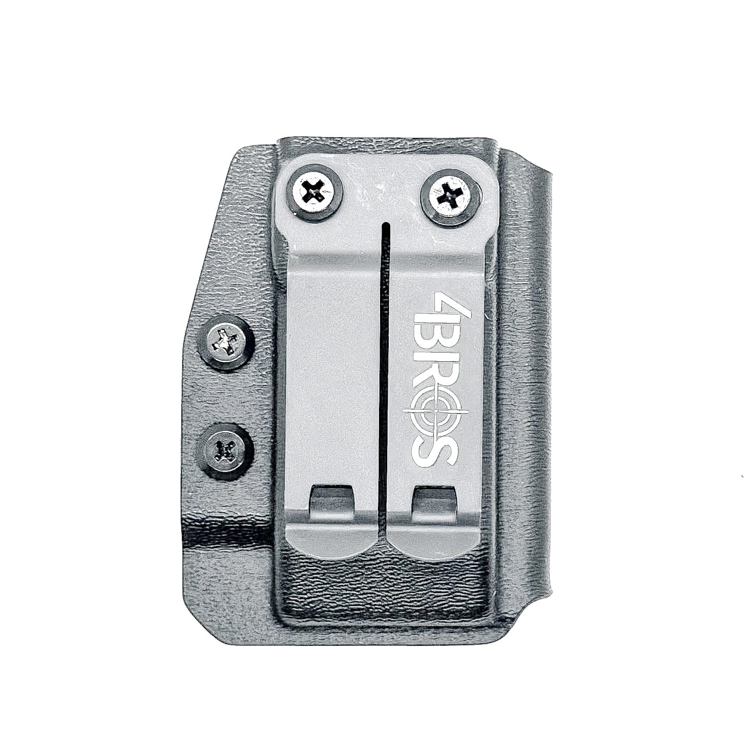 Black Kydex IWB AIWB appendix inside waistband magazine pouch carrier or holster for the Sig Sauer P320-XTEN 10mm from Four Brothers 4BROS Holsters. 