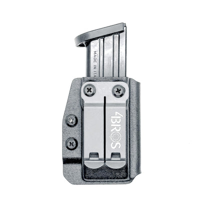 Black Kydex IWB AIWB appendix inside waistband magazine pouch carrier or holster for the Sig Sauer P320-XTEN 10mm from Four Brothers 4BROS Holsters. 