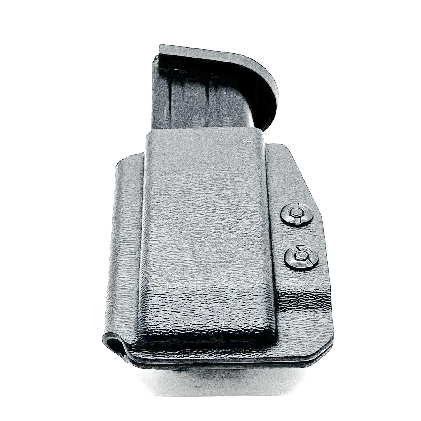 Black Kydex IWB AIWB appendix inside waistband magazine pouch carrier or holster for the Sig Sauer P320-XTEN 10mm from Four Brothers 4BROS Holsters. 