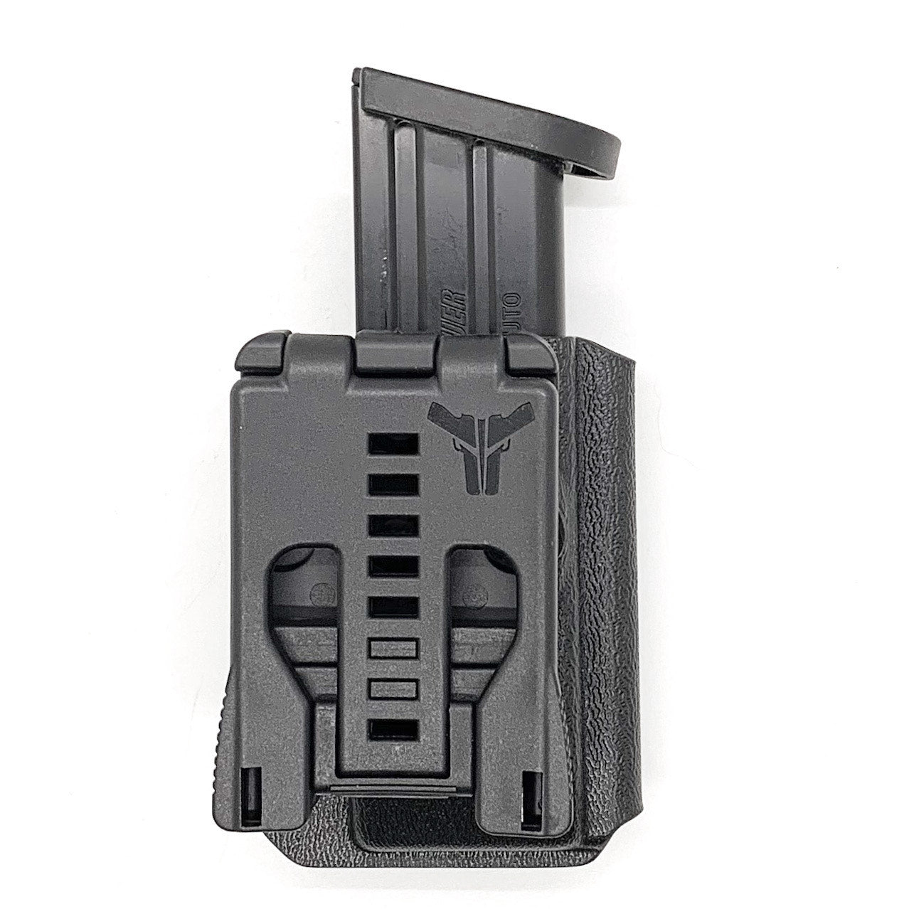 For the Best OWB Outside Waistband Kydex Magazine Pouch designed to fit the Sig Sauer P320-XTEN 10mm Magazine, shop Four Brothers Holsters. Suitable for belt widths of 1 1/2", 1 3/4". 2" & 2 1/2" Adjustable retention and cant outside waist carrier holster. Will allow bullets forward & bullets back orientation. X10 X Ten