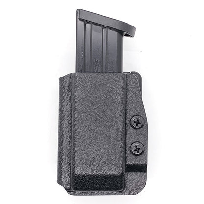 For the Best OWB Outside Waistband Kydex Magazine Pouch designed to fit the Sig Sauer P320-XTEN 10mm Magazine, shop Four Brothers Holsters. Suitable for belt widths of 1 1/2", 1 3/4". 2" & 2 1/2" Adjustable retention and cant outside waist carrier holster. Will allow bullets forward & bullets back orientation. X10 X Ten