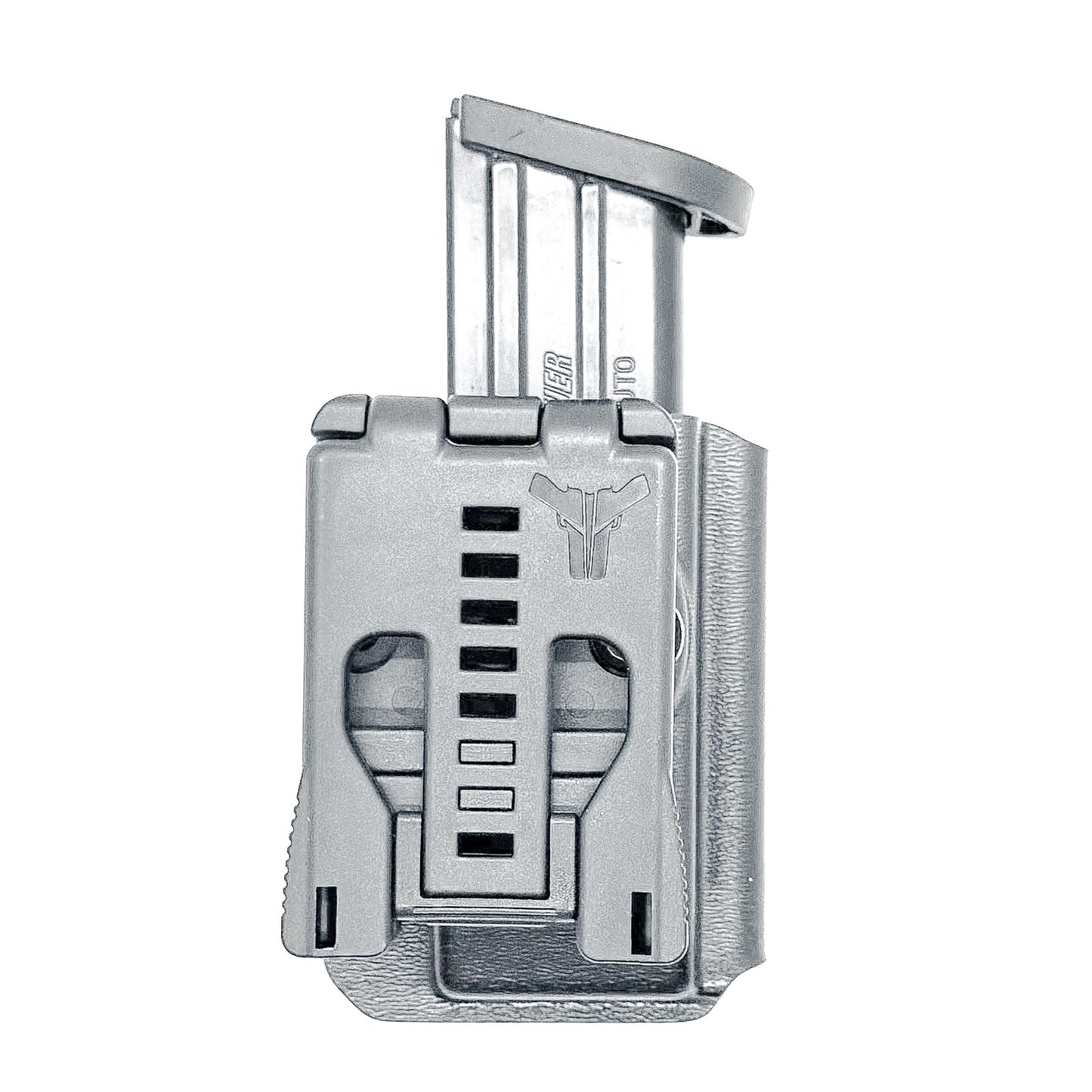 Bllack OWB Outside Waistband Kydex Magazine Carrier, Holster, or Pouch for the Sig Sauer P320-XTEN 10mm Magazine from Four Brothers 4BROS Holsters. 