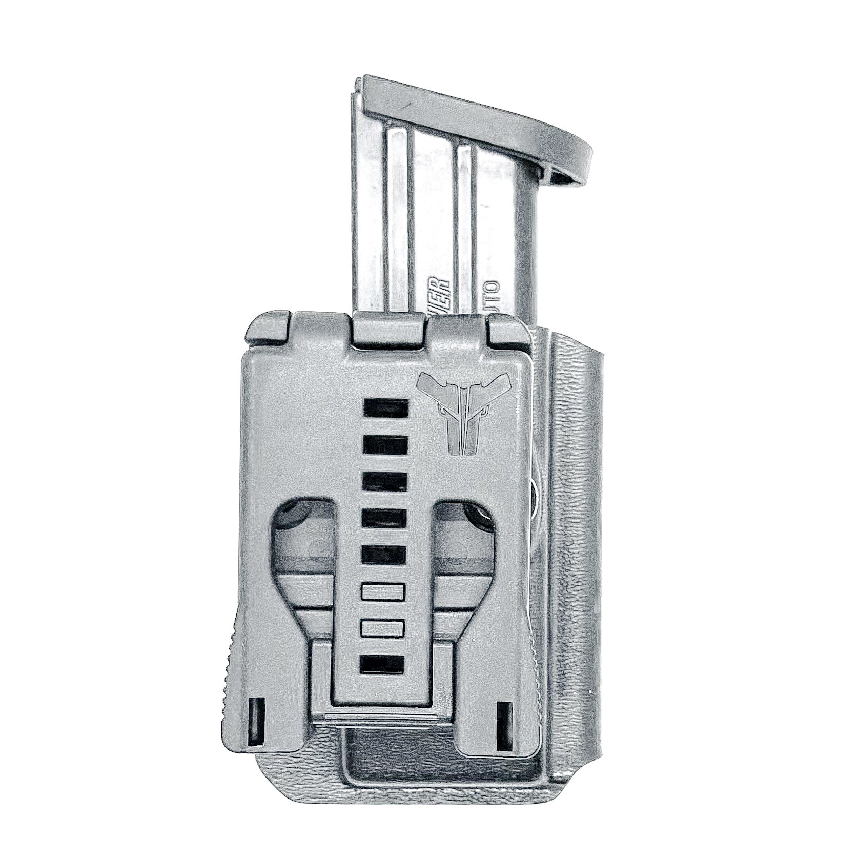 Bllack OWB Outside Waistband Kydex Magazine Carrier, Holster, or Pouch for the Sig Sauer P320-XTEN 10mm Magazine from Four Brothers 4BROS Holsters. 