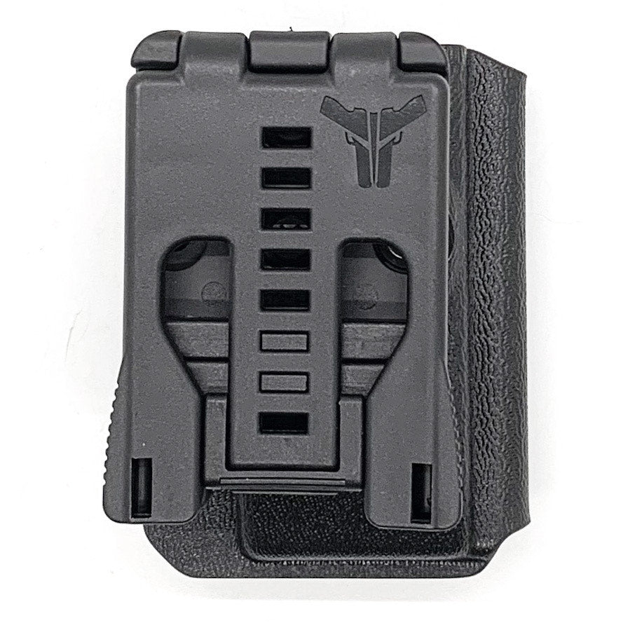 For the Best OWB Outside Waistband Kydex Magazine Pouch designed to fit the Sig Sauer P320-XTEN 10mm Magazine, shop Four Brothers Holsters. Suitable for belt widths of 1 1/2", 1 3/4". 2" & 2 1/2" Adjustable retention and cant outside waist carrier holster. Will allow bullets forward & bullets back orientation. X10 X Ten