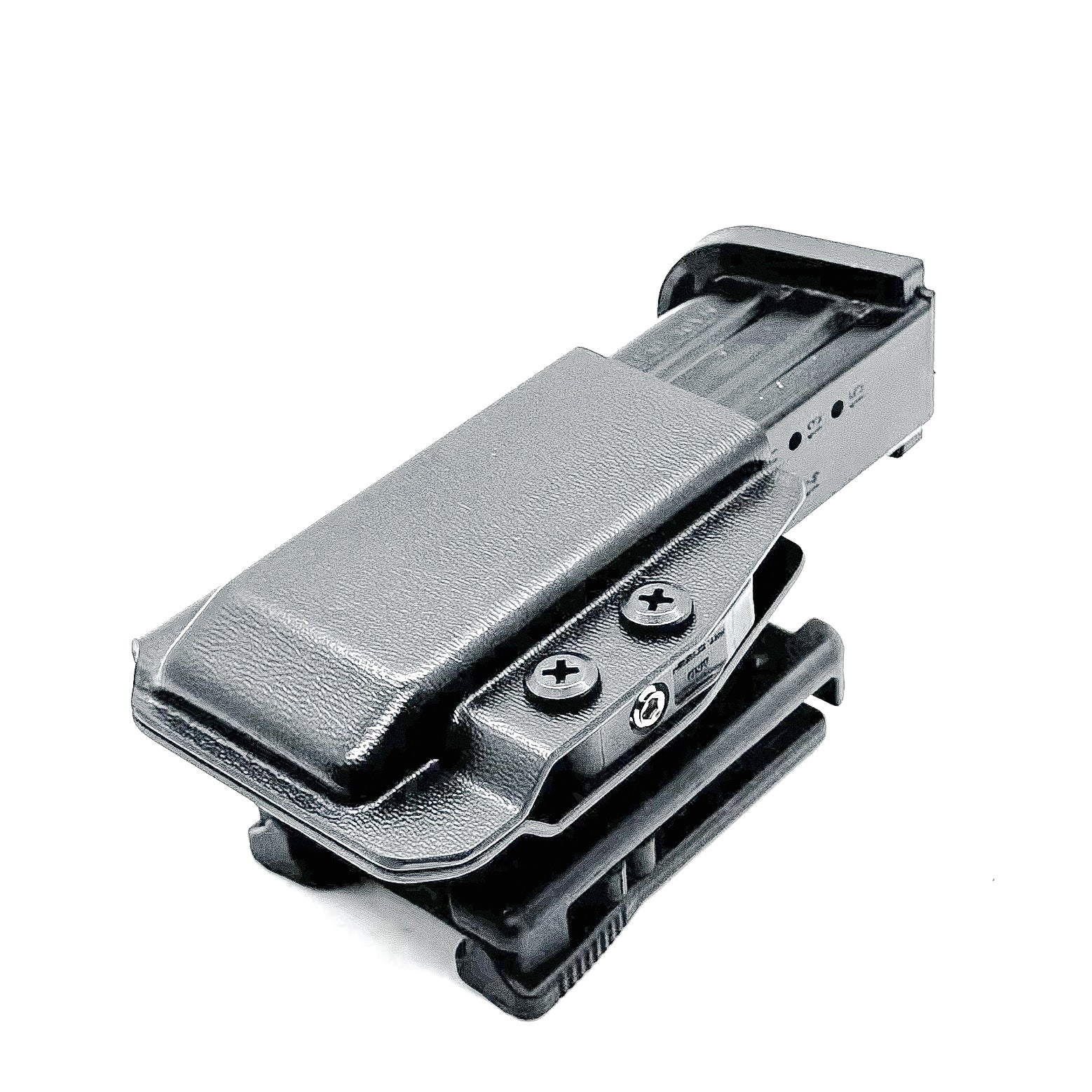 Bllack OWB Outside Waistband Kydex Magazine Carrier, Holster, or Pouch for the Sig Sauer P320-XTEN 10mm Magazine from Four Brothers 4BROS Holsters. 