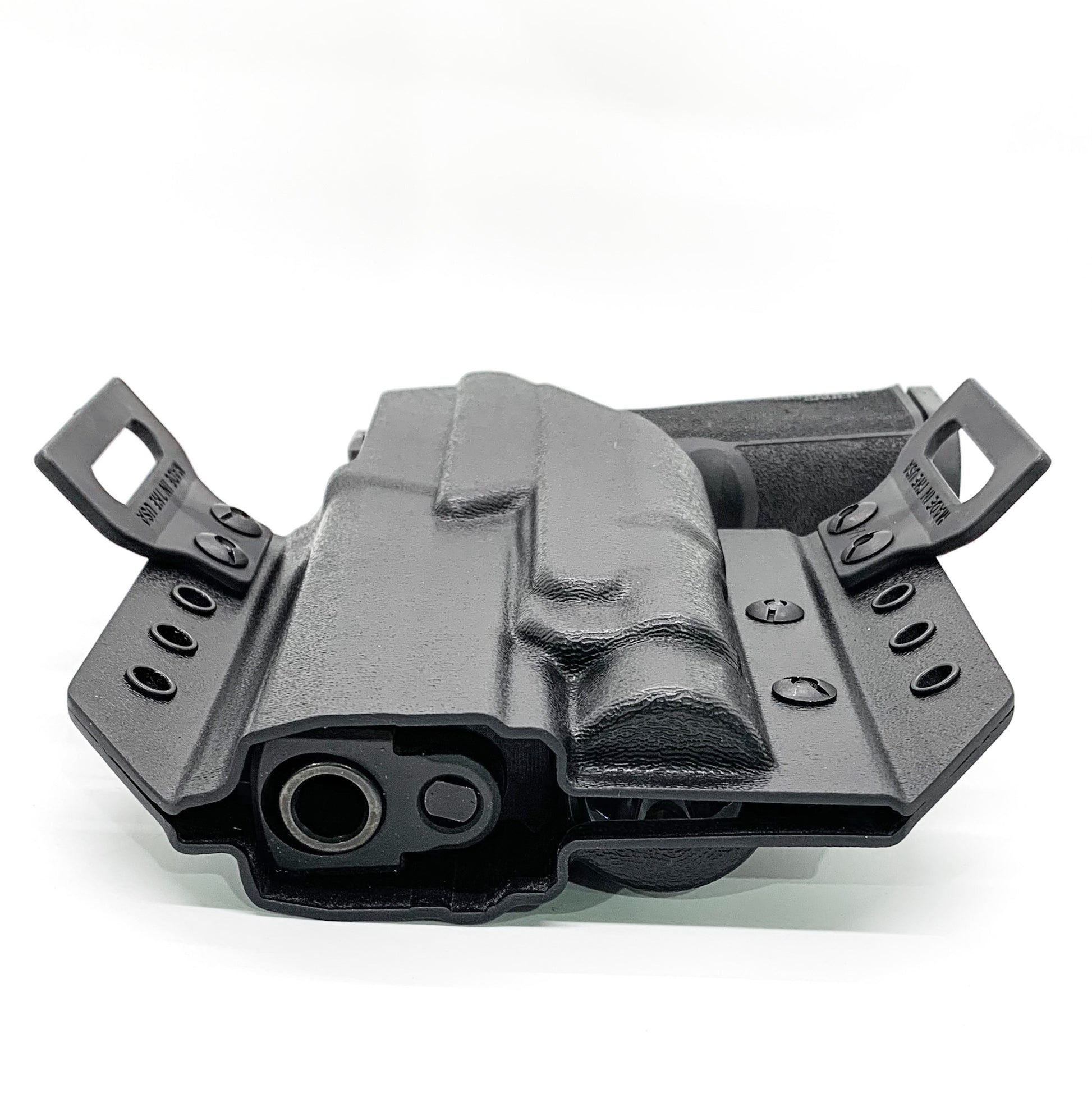 Outside Waistband Pancake Style Kydex holster designed to fit the Sig Sauer 10MM P320-XTEN and Streamlight TLR-1 or TLR-1 HL. Full sweat guard, adjustable retention, open muzzle cleared for a red dot sight. Proudly made in the USA for veterans & law enforcement. 10 MM P320 XTEN, P320 X Ten, or P 320 XTEN.