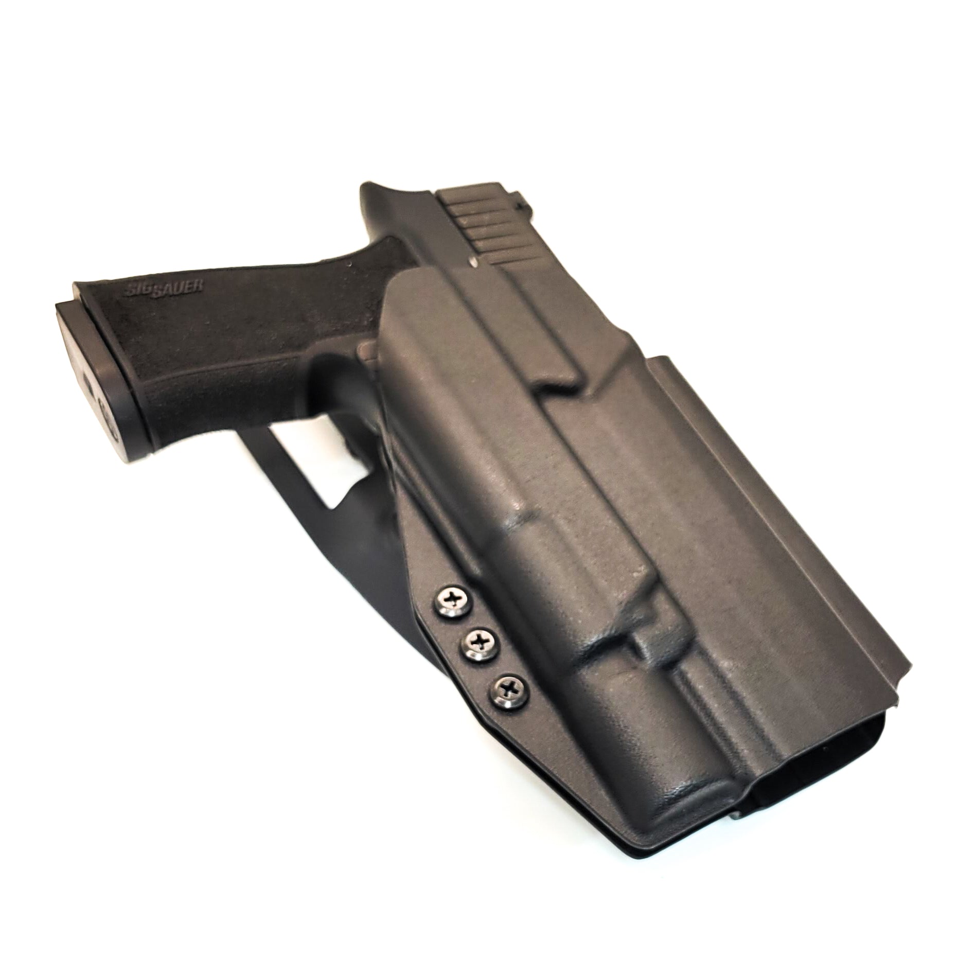 For the best OWB Sig Sauer 10MM P320-XTEN with the Surefire X-300U A or B & Align Tactical Thumb Rest Duty & Competition Holster, shop Four Brothers Holsters. 
