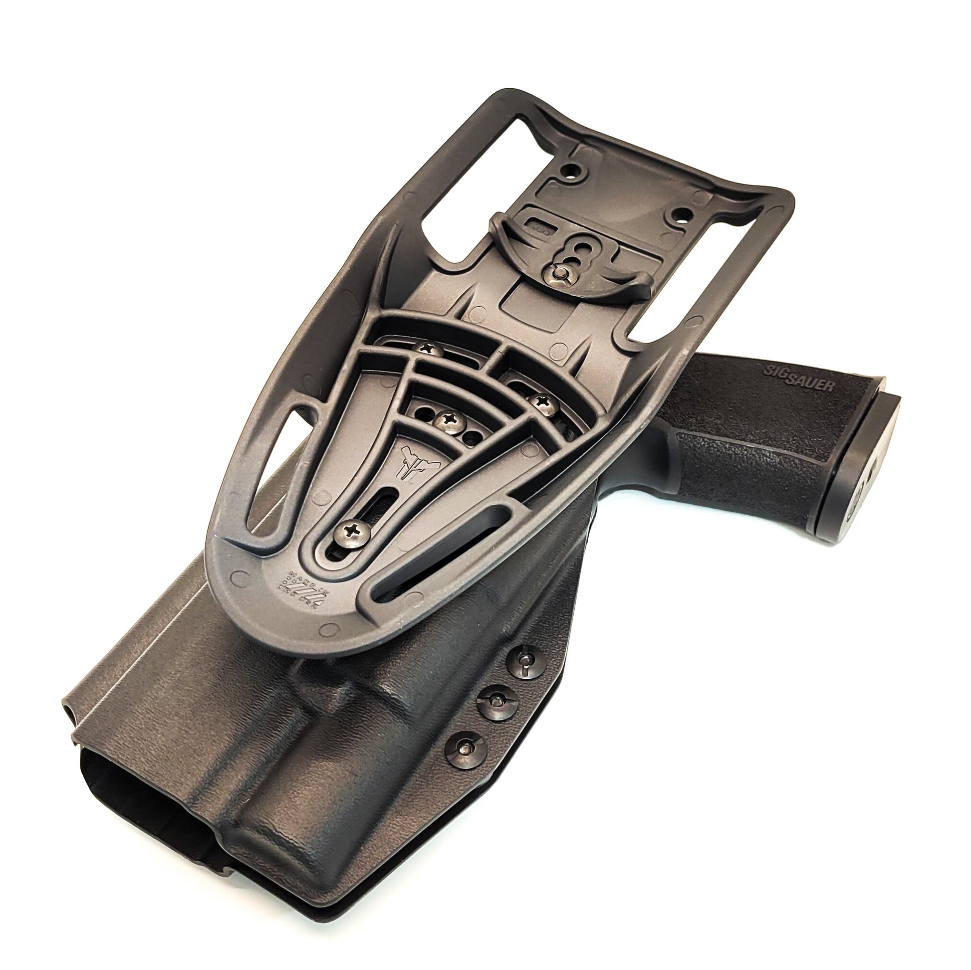 For the best OWB Sig Sauer 10MM P320-XTEN with the Surefire X-300U A or B & Align Tactical Thumb Rest Duty & Competition Holster, shop Four Brothers Holsters. 