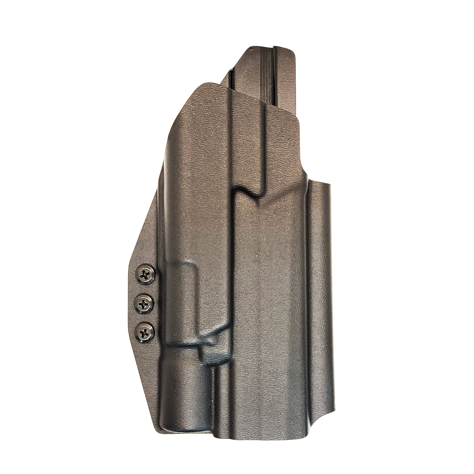 For the best OWB holster designed for the Sig Sauer 10MM P320-XTEN with the Surefire X-300UA or B & Align Tactical Thumb Rest, shop Four Brothers Holsters. 