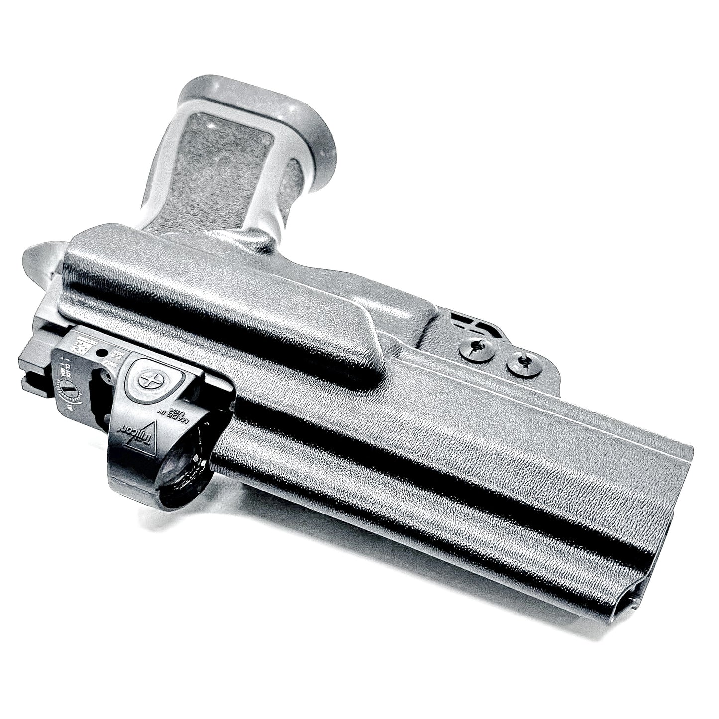 Inside Waistband Holster for the Sig Sauer P320 Full-Size, M17, M18, X-Five, X5, X-Carry & Align Tactical Thumb Rest shown in black with a DCC Monoblock clip and a modwing.