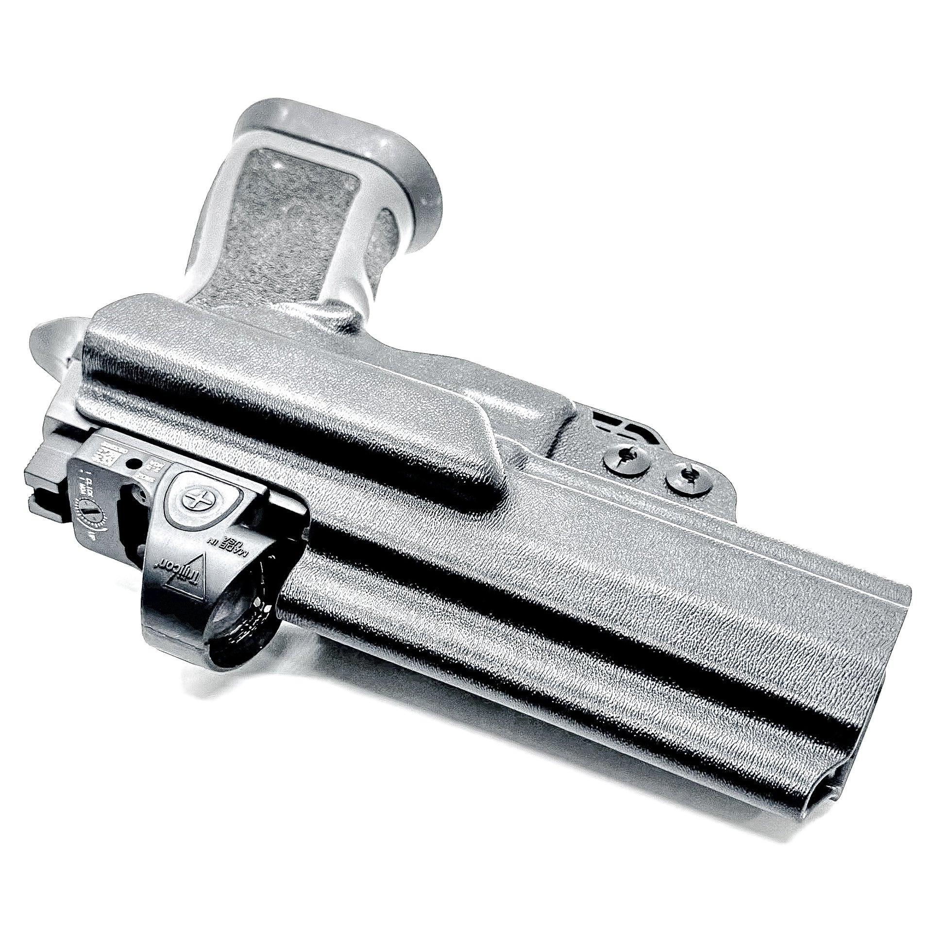 Inside Waistband Holster for the Sig Sauer P320 Full-Size, M17, M18, X-Five, X5, X-Carry & Align Tactical Thumb Rest shown in black with a DCC Monoblock clip and a modwing.