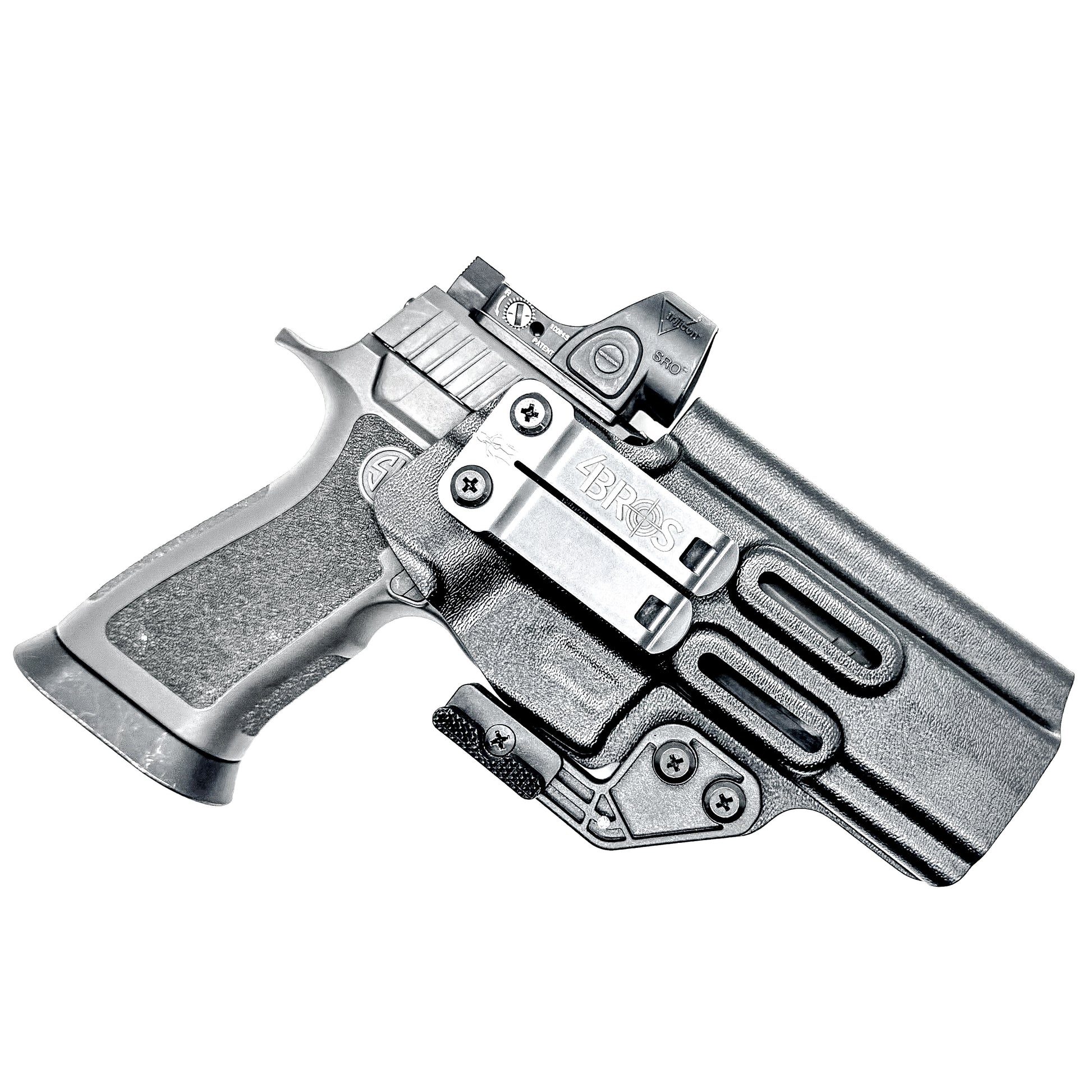 Inside Waistband Holster for the Sig Sauer P320 Full-Size, M17, M18, X-Five, X5, X-Carry & Align Tactical Thumb Rest shown in black with a DCC Monoblock clip and a modwing.