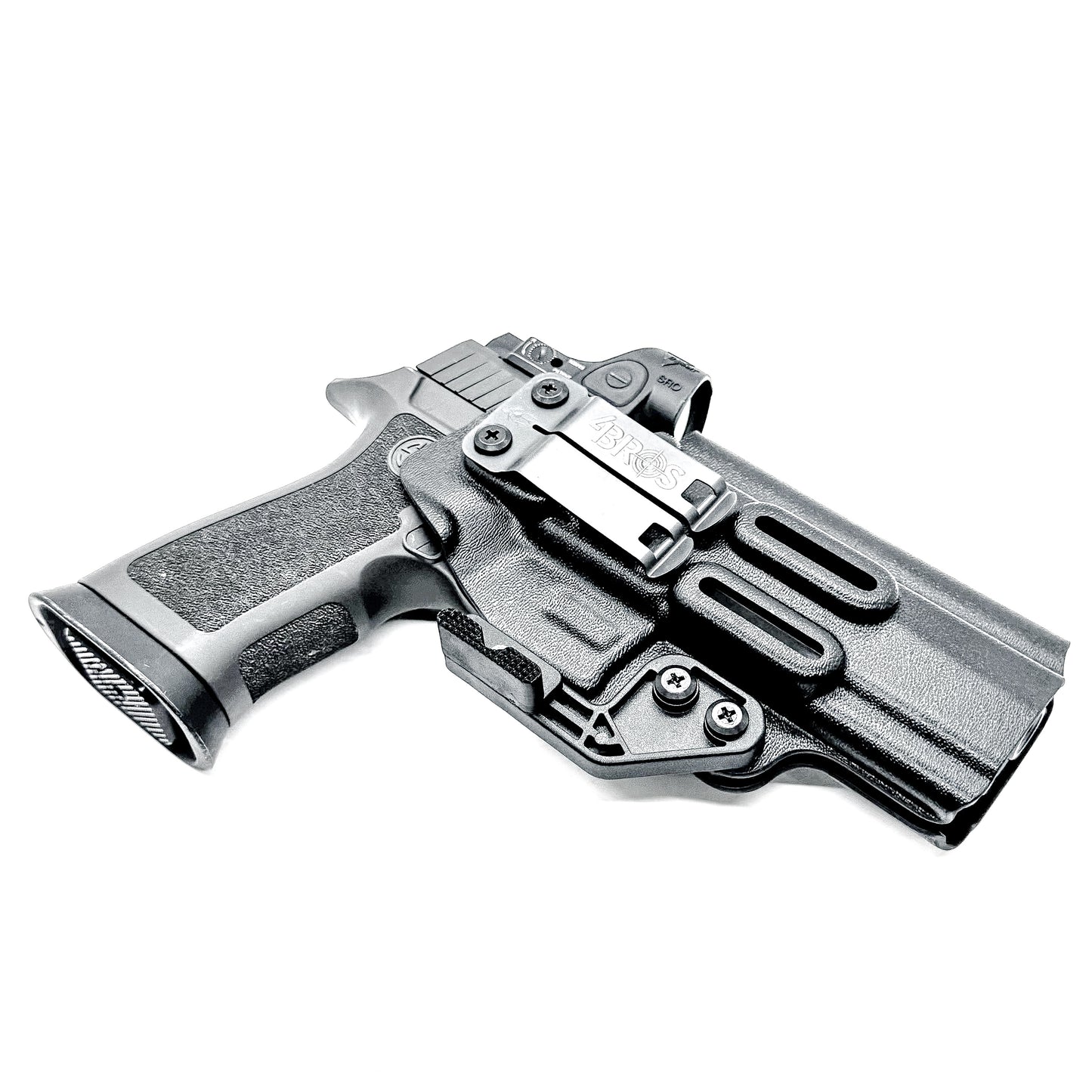 Inside Waistband Holster for the Sig Sauer P320 Full-Size, M17, M18, X-Five, X5, X-Carry & Align Tactical Thumb Rest shown in black with a DCC Monoblock clip and a modwing.