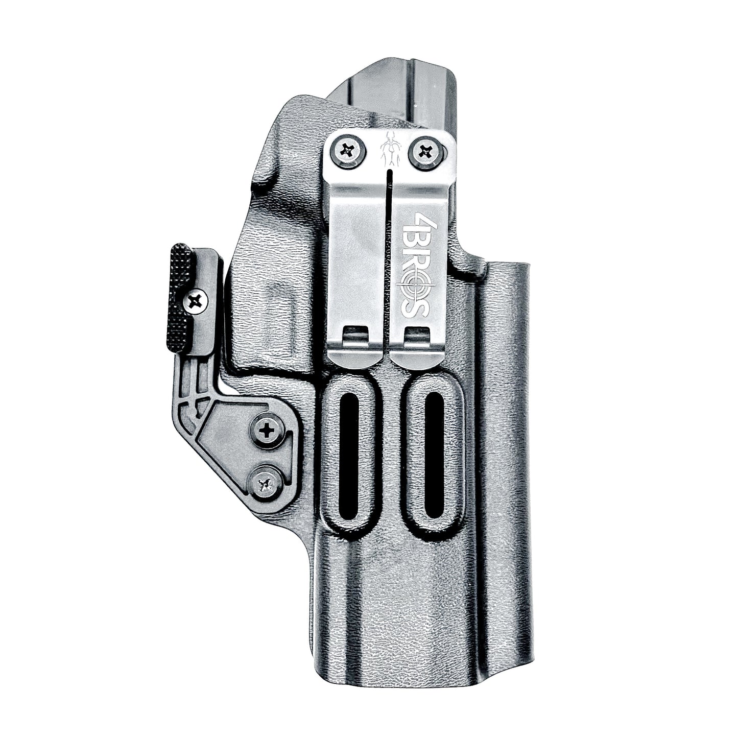 Black IWB Inside Waistband Kydex holster for the Sig Sauer P320 Full-size and M17 pistols with a DCC Monoblock and a Modwing.