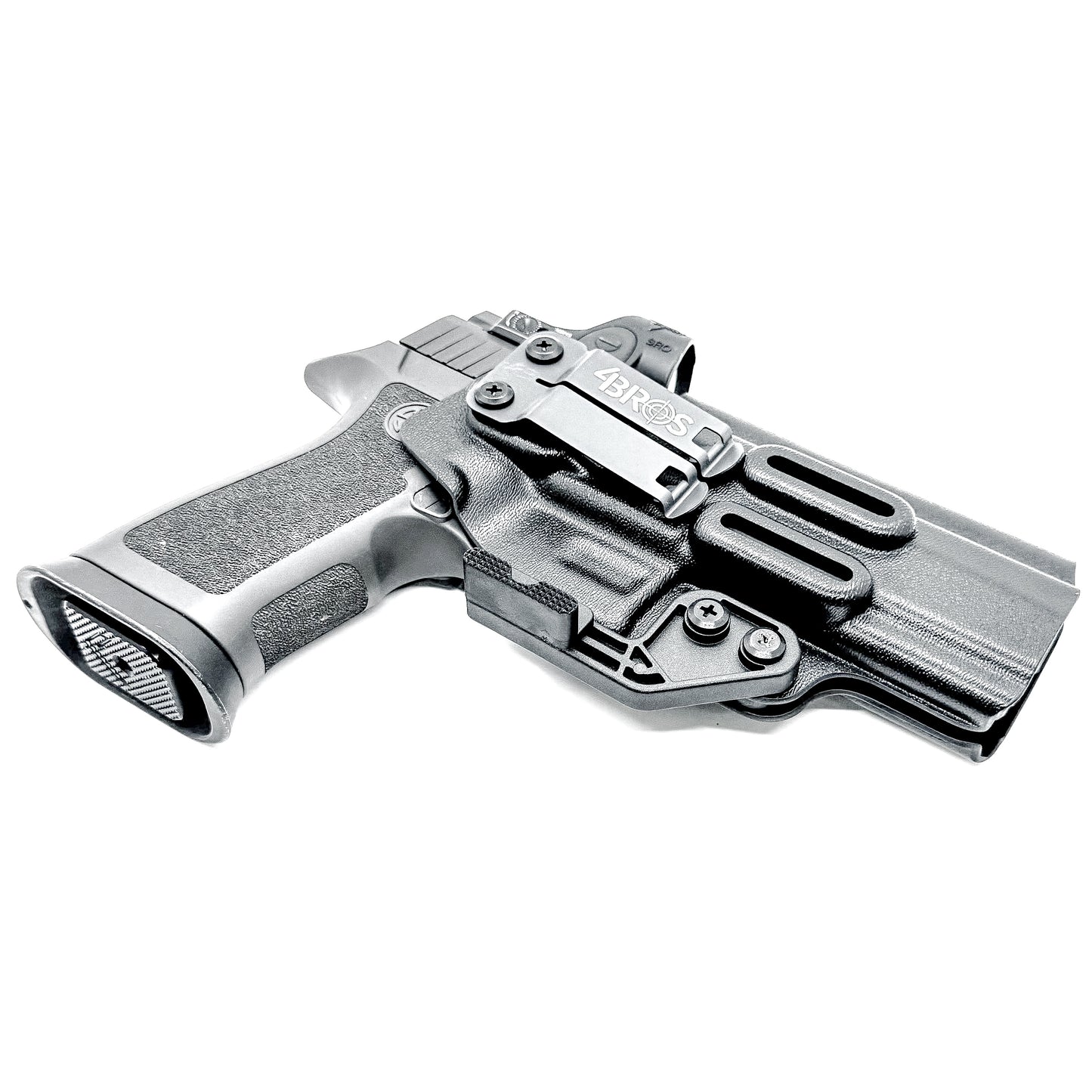 Black IWB Inside Waistband Kydex holster for the Sig Sauer P320 Full-size and M17 pistols with a DCC Monoblock and a Modwing.