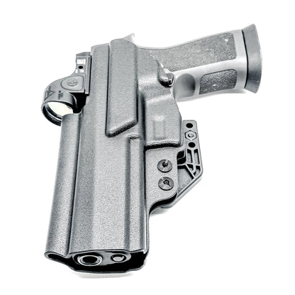 Black IWB Inside Waistband Kydex holster for the Sig Sauer P320 Full-size and M17 pistols with a DCC Monoblock and a Modwing.