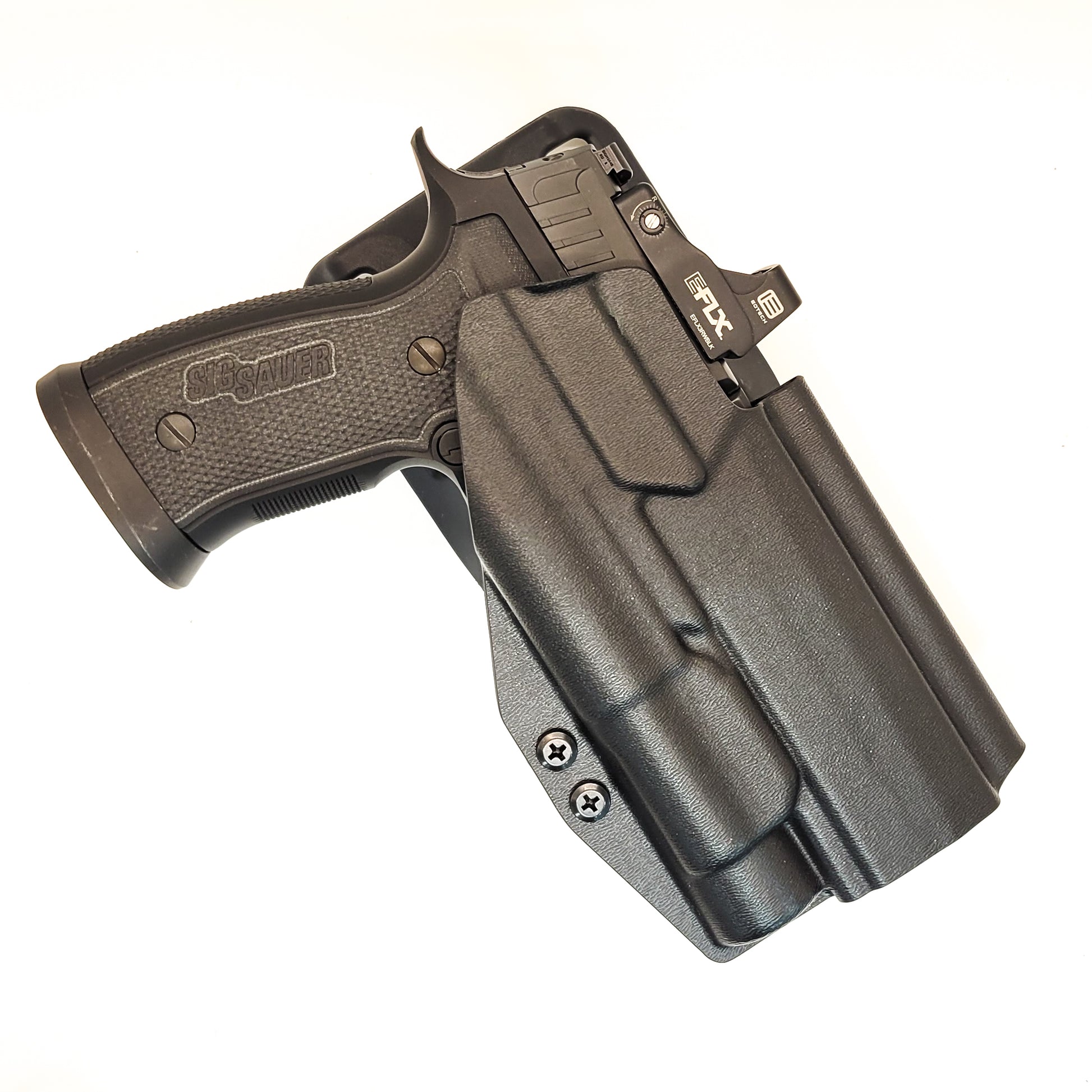 For the best, Outside Waistband OWB  Sig Sauer P320 AXG, TLR-1 & Align Tactical Thumb Rest Duty & Competition Style Kydex Holster, shop Four Brothers Holsters. 