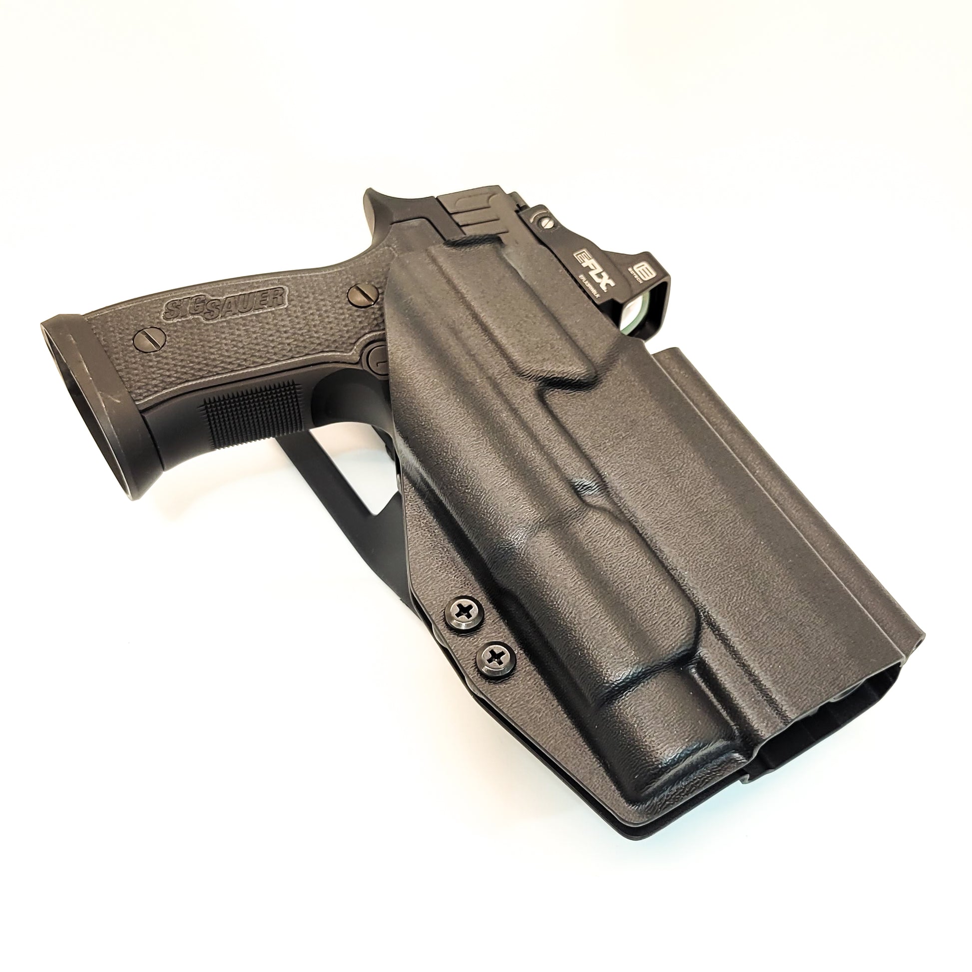 For the best, Outside Waistband OWB  Sig Sauer P320 AXG, TLR-1 & Align Tactical Thumb Rest Duty & Competition Style Kydex Holster, shop Four Brothers Holsters. 