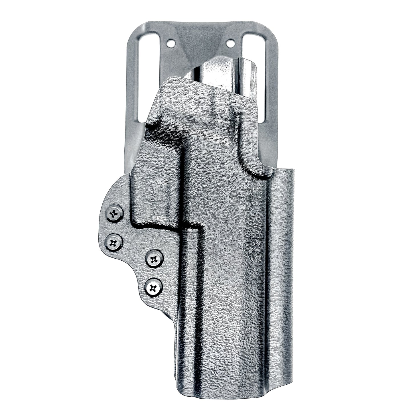 Outside Waistband Sig P320 & Align Tactical Thumb Rest Takedown Lever installed Duty & Competition Kydex Holster in black with a duty drop attachment.