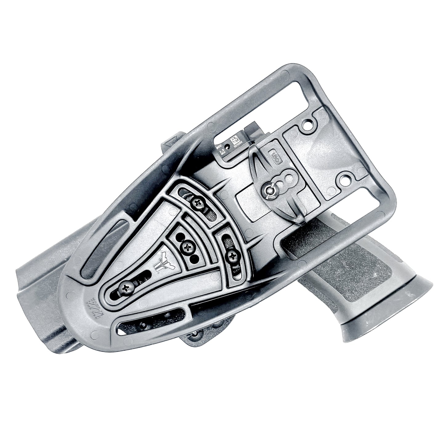 Outside Waistband Sig P320 & Align Tactical Thumb Rest Takedown Lever installed Duty & Competition Kydex Holster in black with a duty drop attachment.