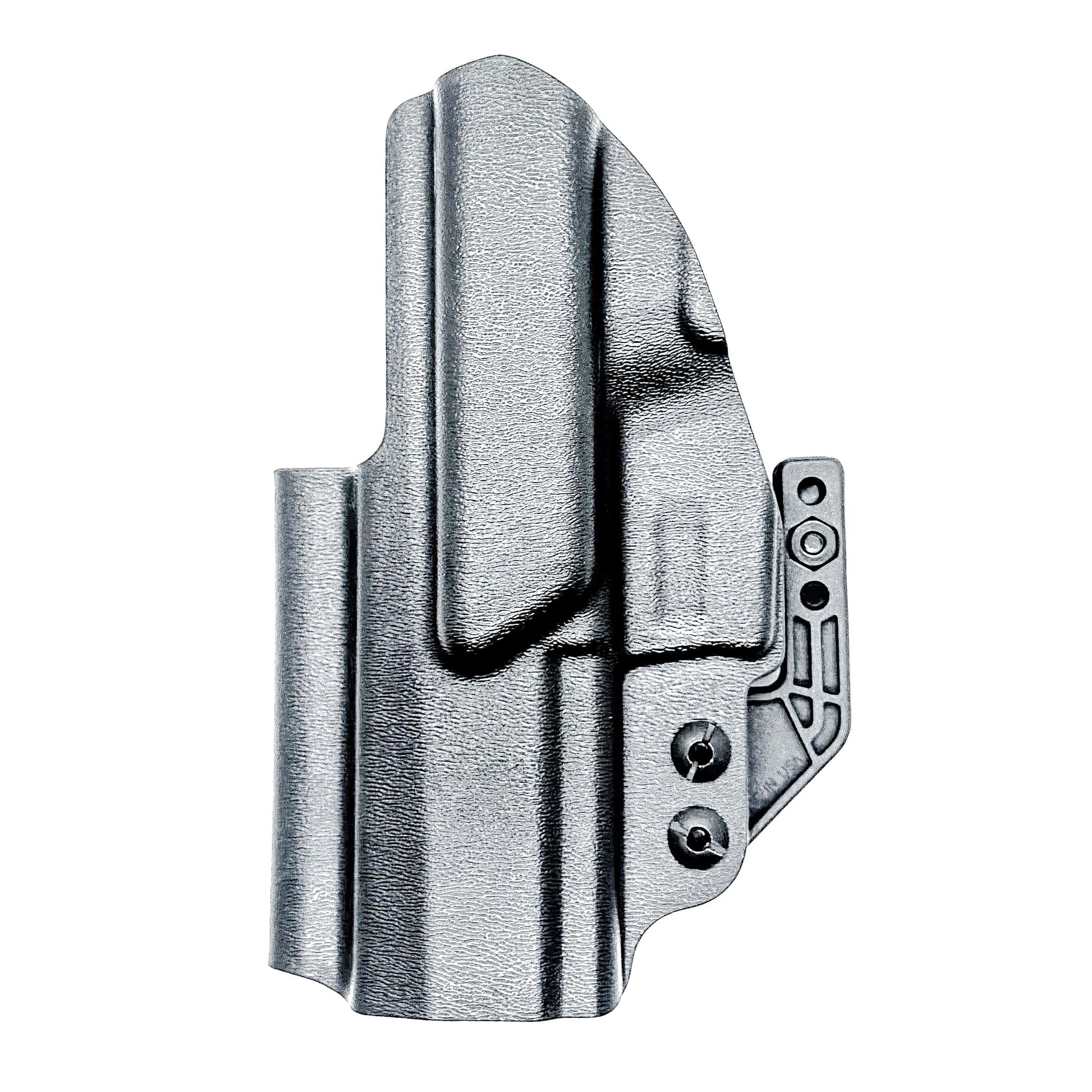 Inside Waistband IWB Holster for the P320 Carry pistols, and M18 with Align Tactical Thumb Rest Takedown Lever in black with a DCC Monoblock and a Modwing.